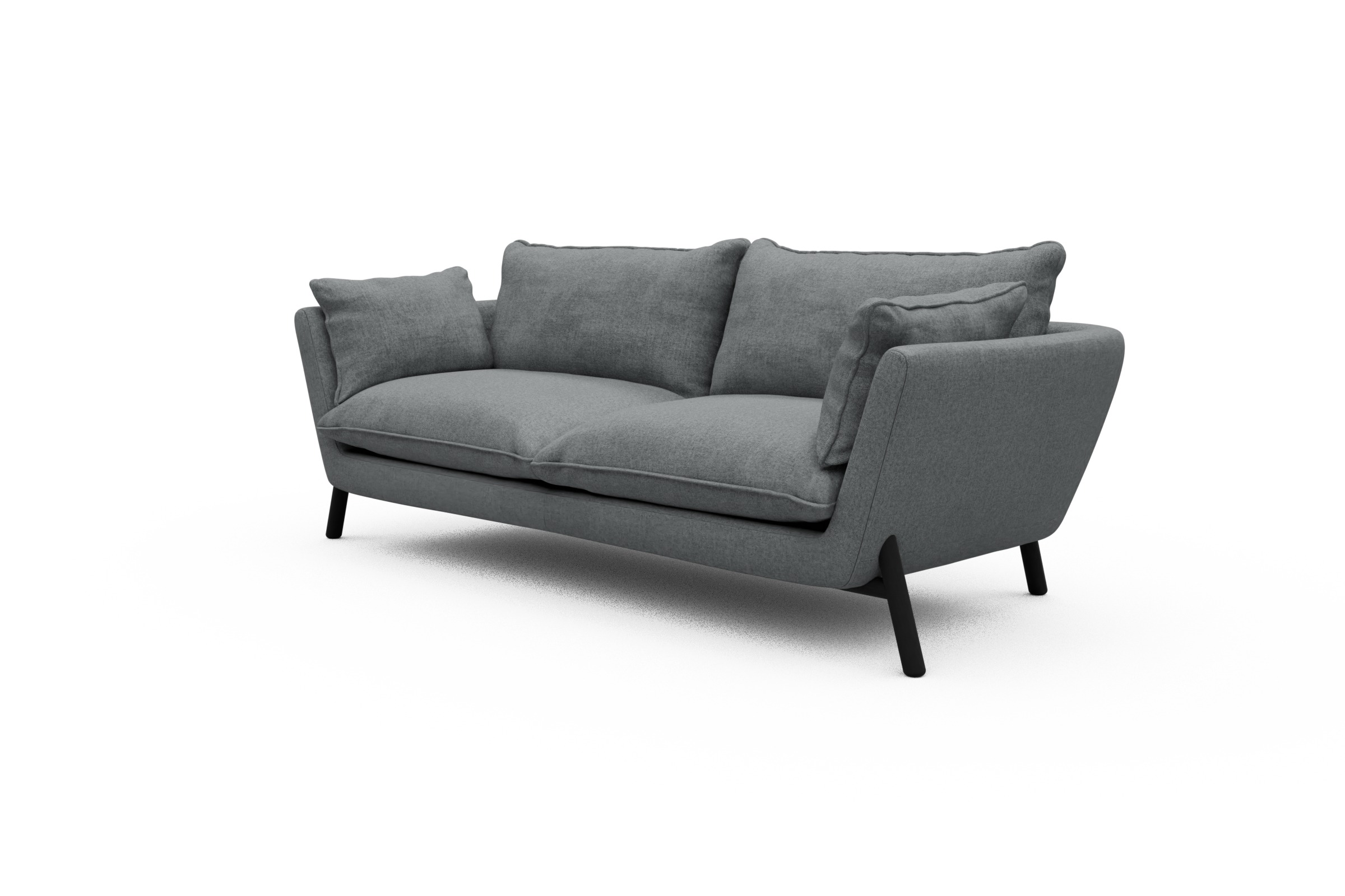 Sofa Emil PREMIUM 3-Sitzer Beinfarbe Eiche Schwarz Casone-Gravel-Grey