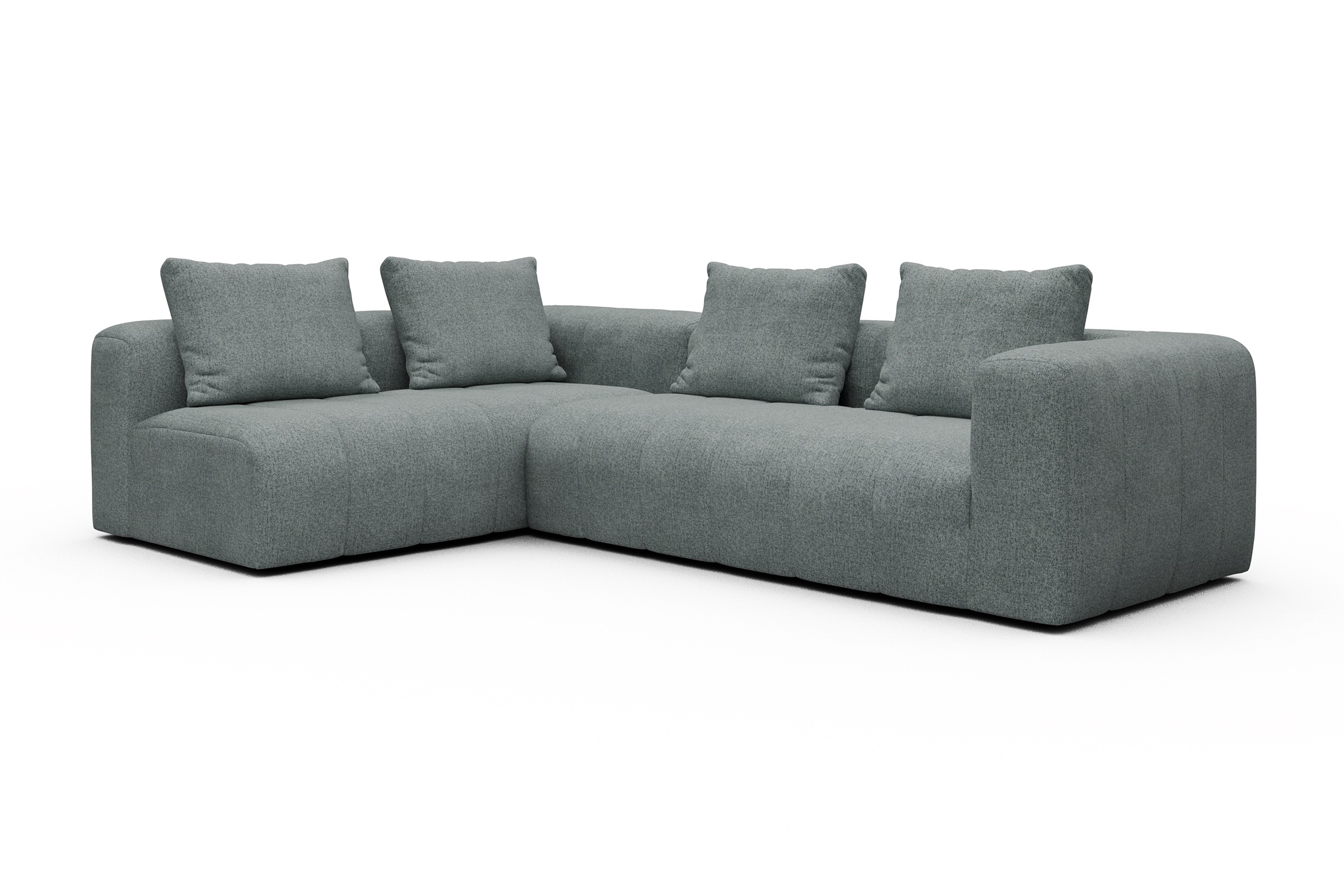 Ecksofa Hugo 2x 2,5-Sitzer Armlehne rechts Casone-Light-Mixed-Green