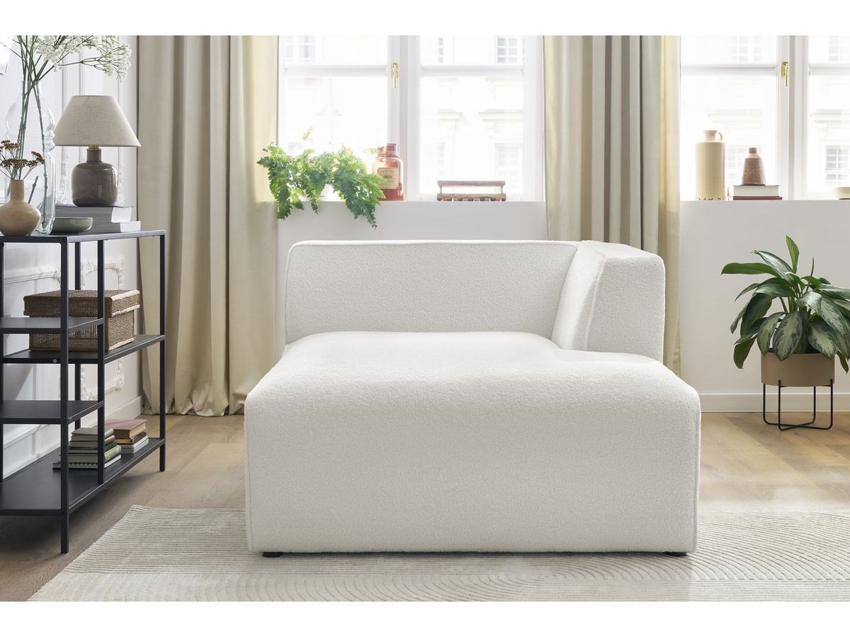 Bobochic Megeve Méridienne-Modul Bouclé-Stoff Weiß Ecke rechts