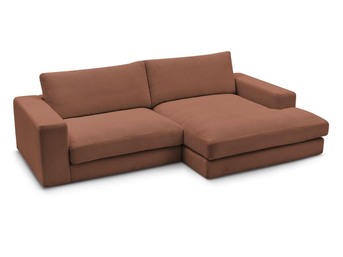 Bobochic Leonard Ecksofa 234 × 159 cm Cordsamt Orange Ecke rechts