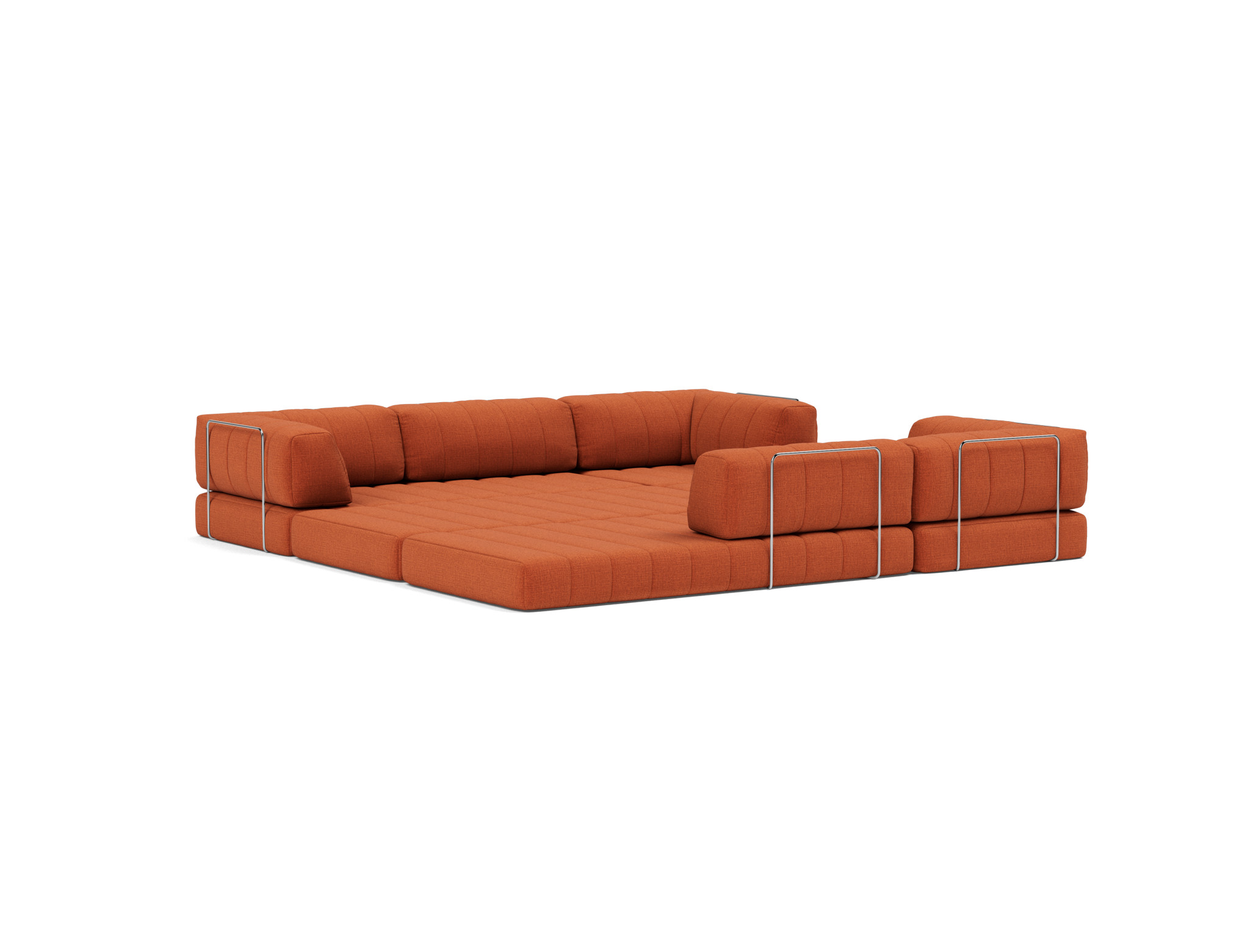 Eck-Schlafsofa CozyPad mit Armlehnen Chenille Esina 412-Rust-Orange