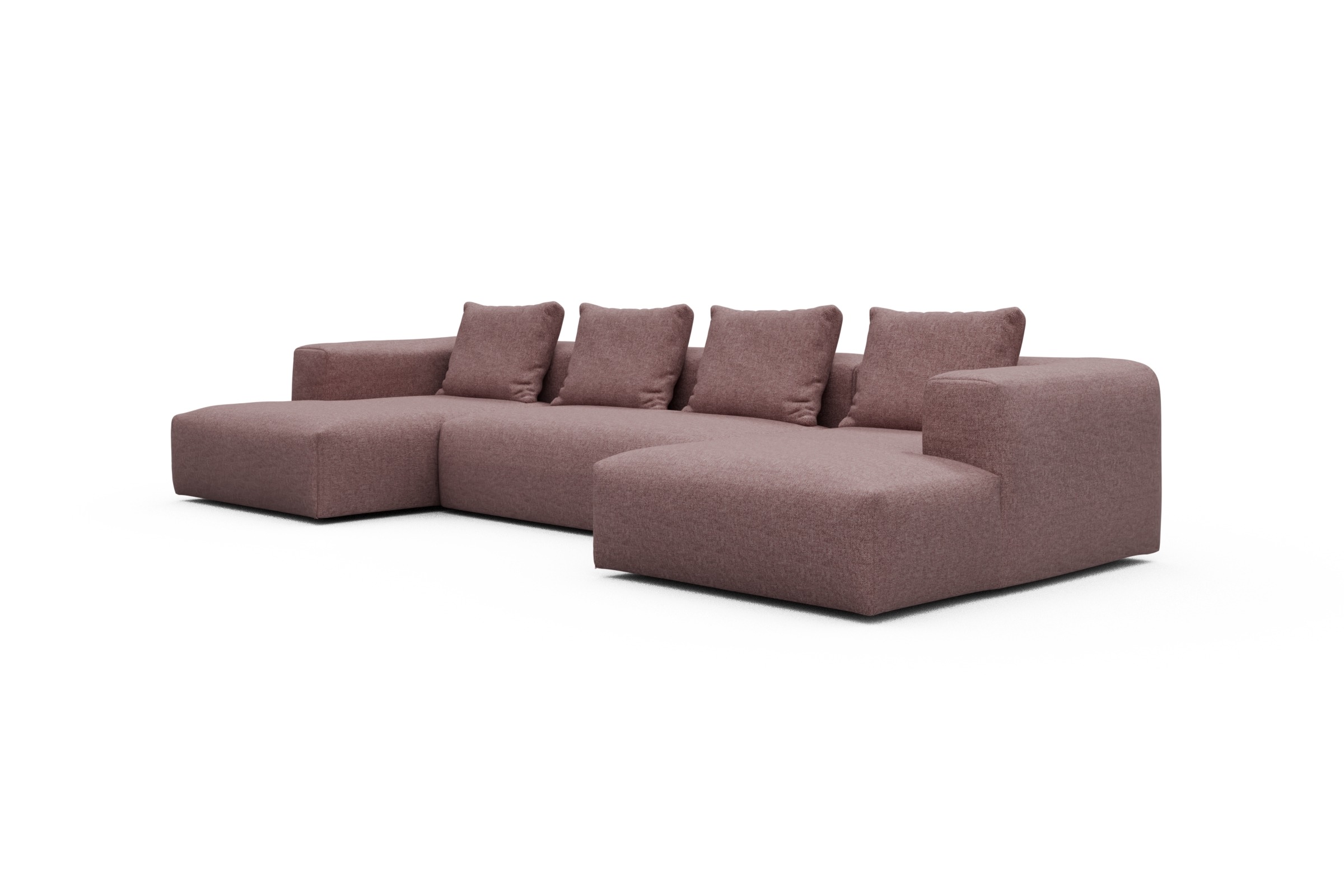 Wohnlandschaft Fred mit 2-Sitzer und Chaiselongue beidseitig Sama-Flamingo