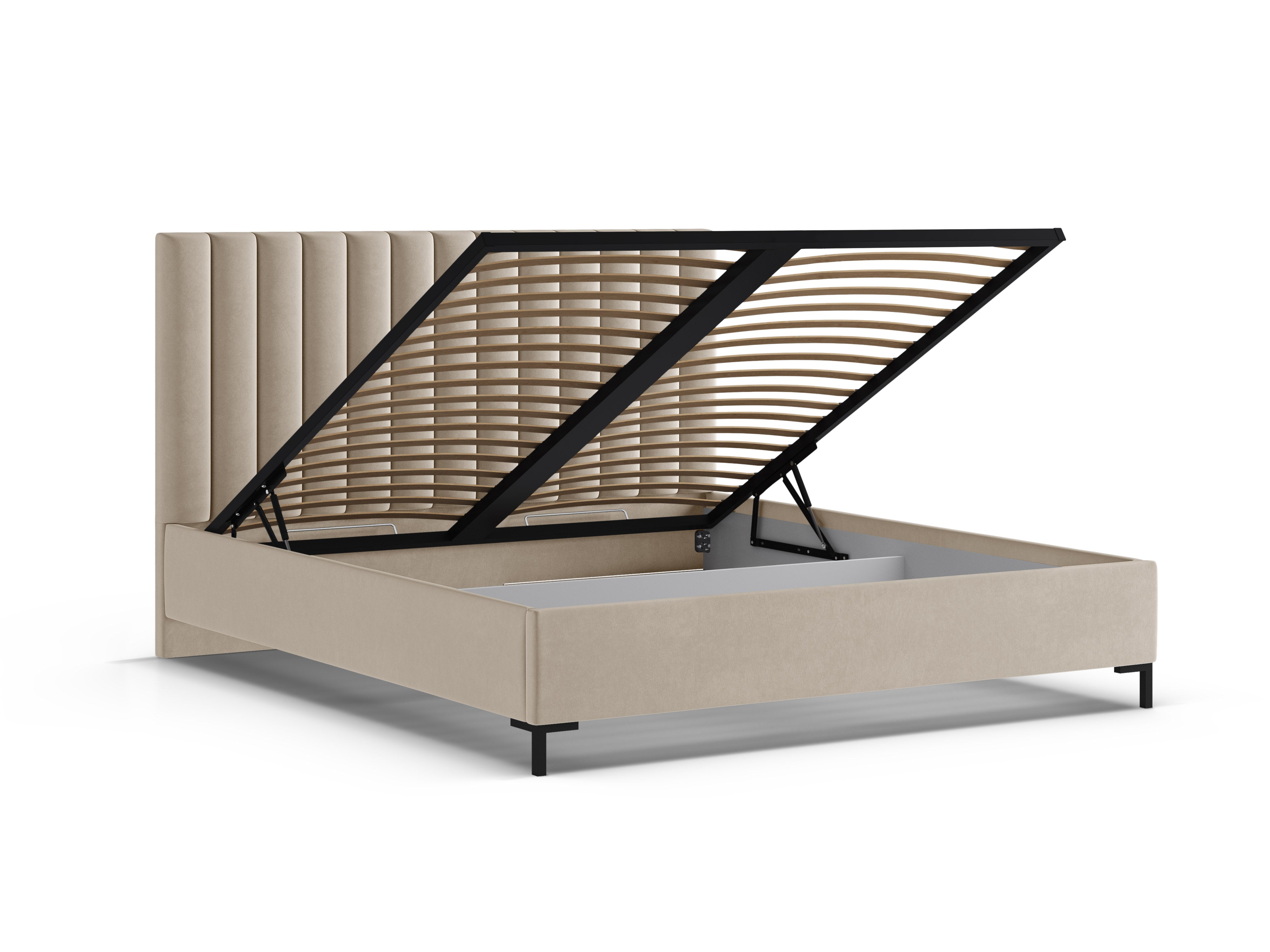 Micadoni Polsterbett Allison Samt Bluvel Dunkelbeige