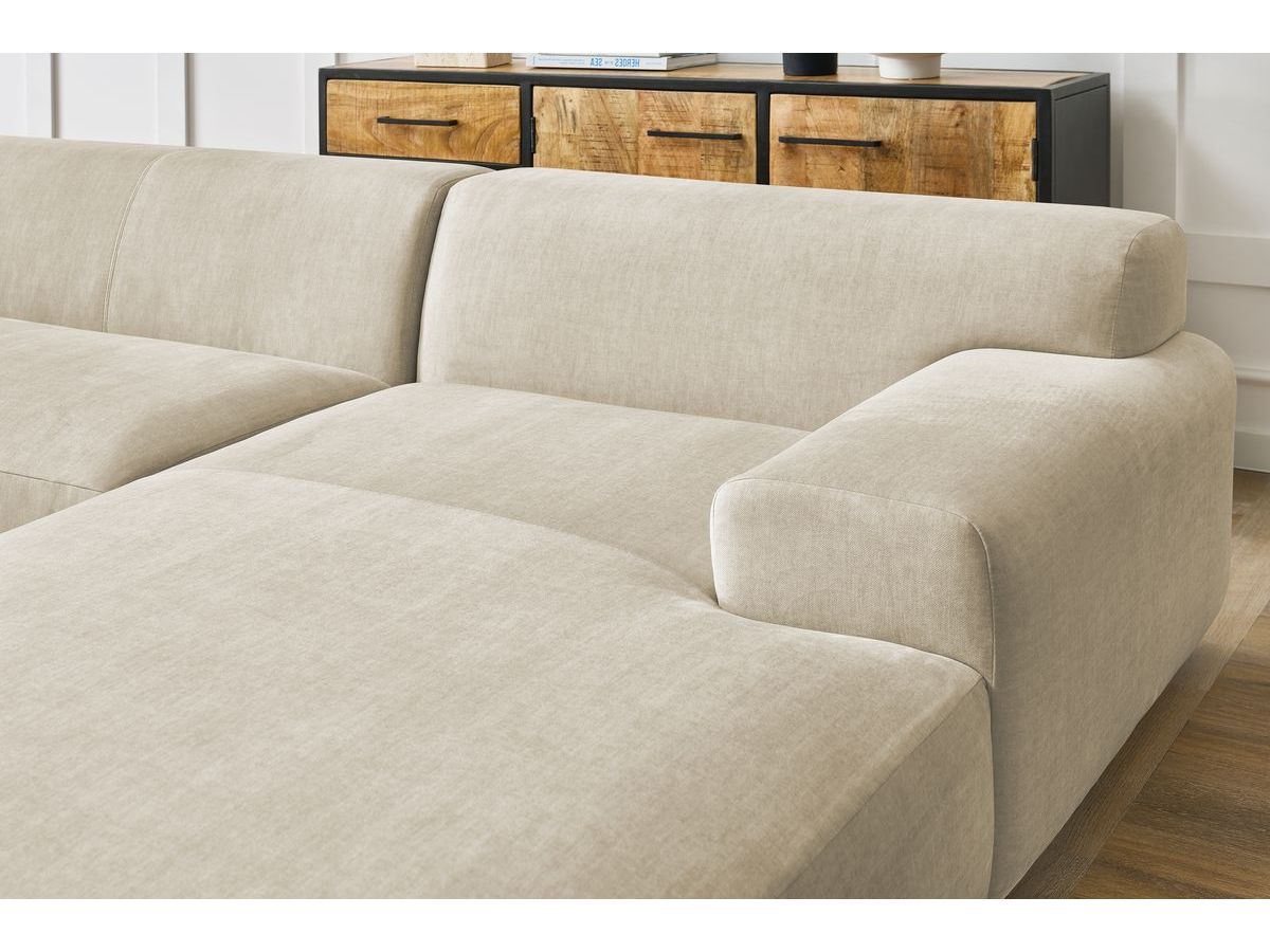 Bobochic Lavena Wohnlandschaft 359 × 220 cm Samt Beige Ecke rechts