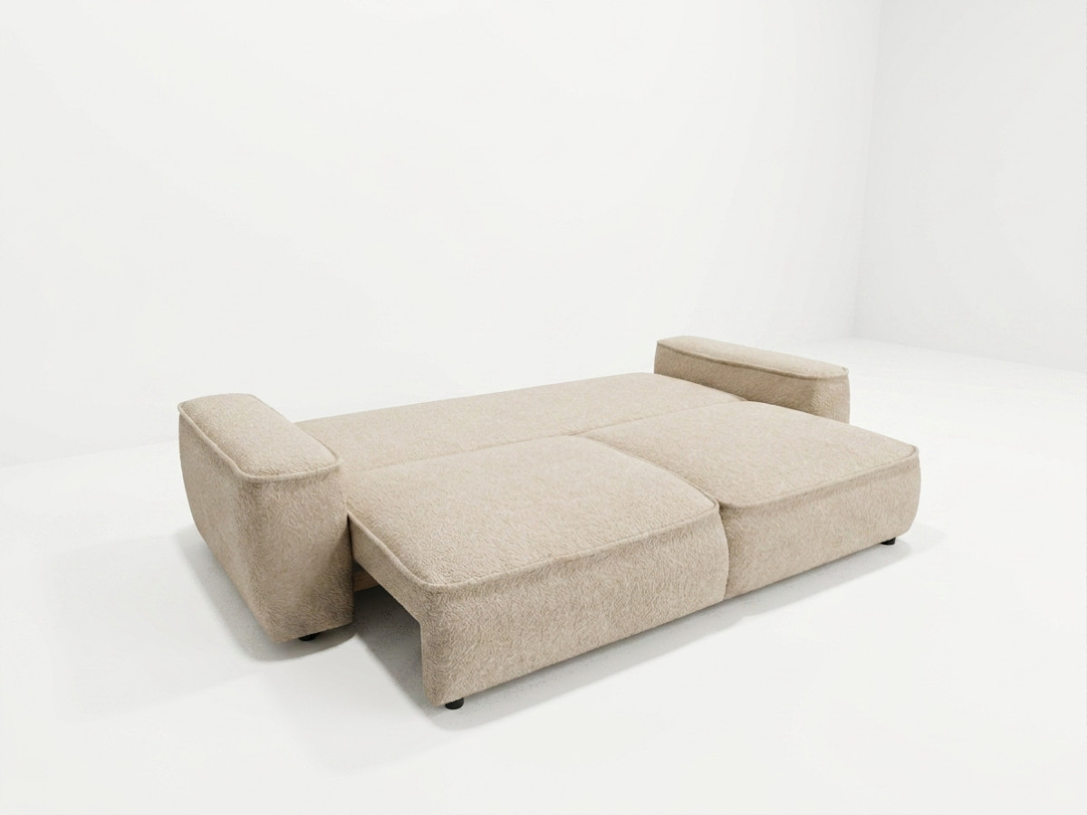 Bobochic Honore Schlafsofa 3-Sitzer mit Bettkasten Chenille Beige