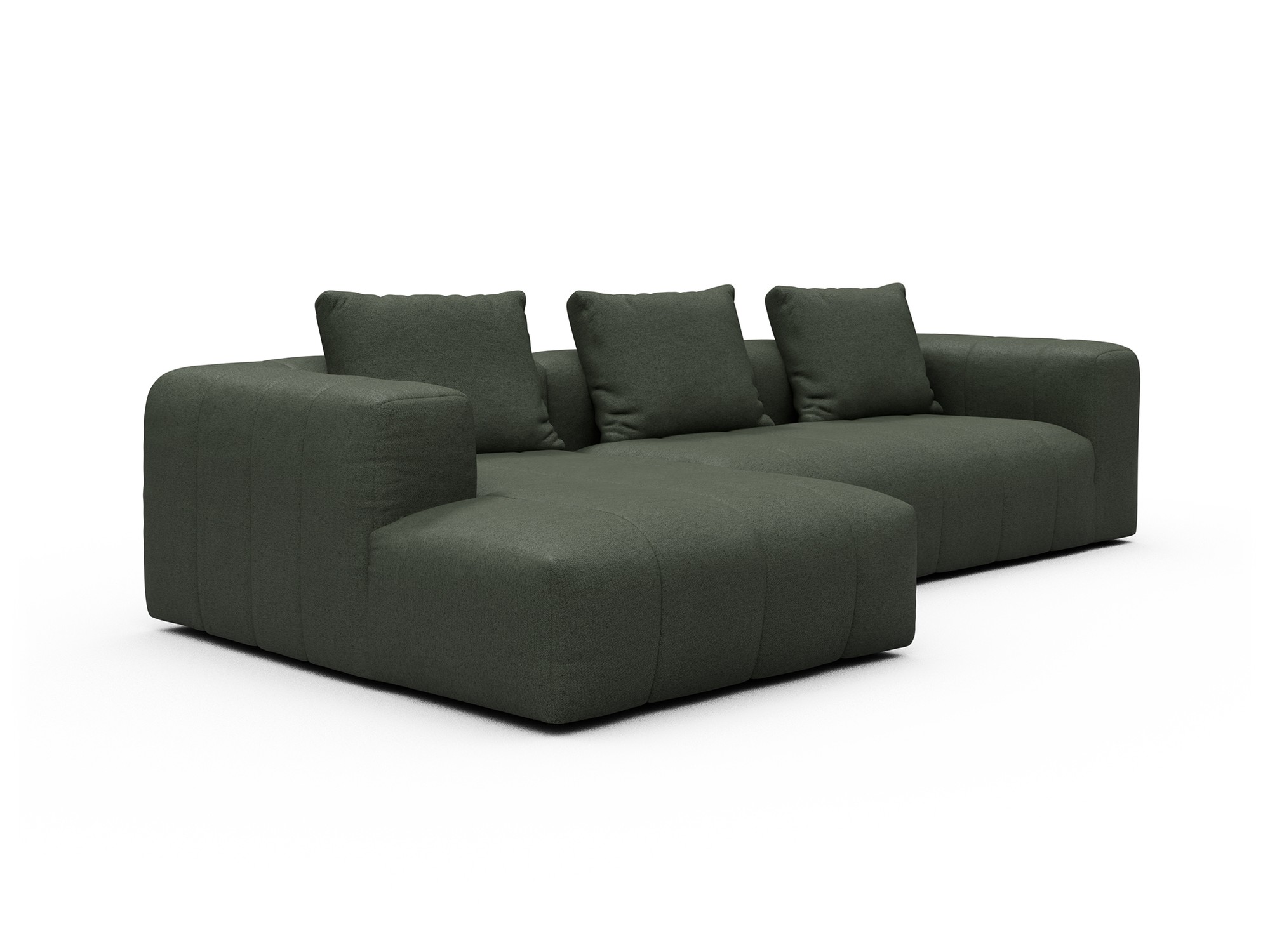 Hugo 2,5-Sitzer Armlehne rechts mit Chaiselongue Denari-Forest-Green moebelfaktor