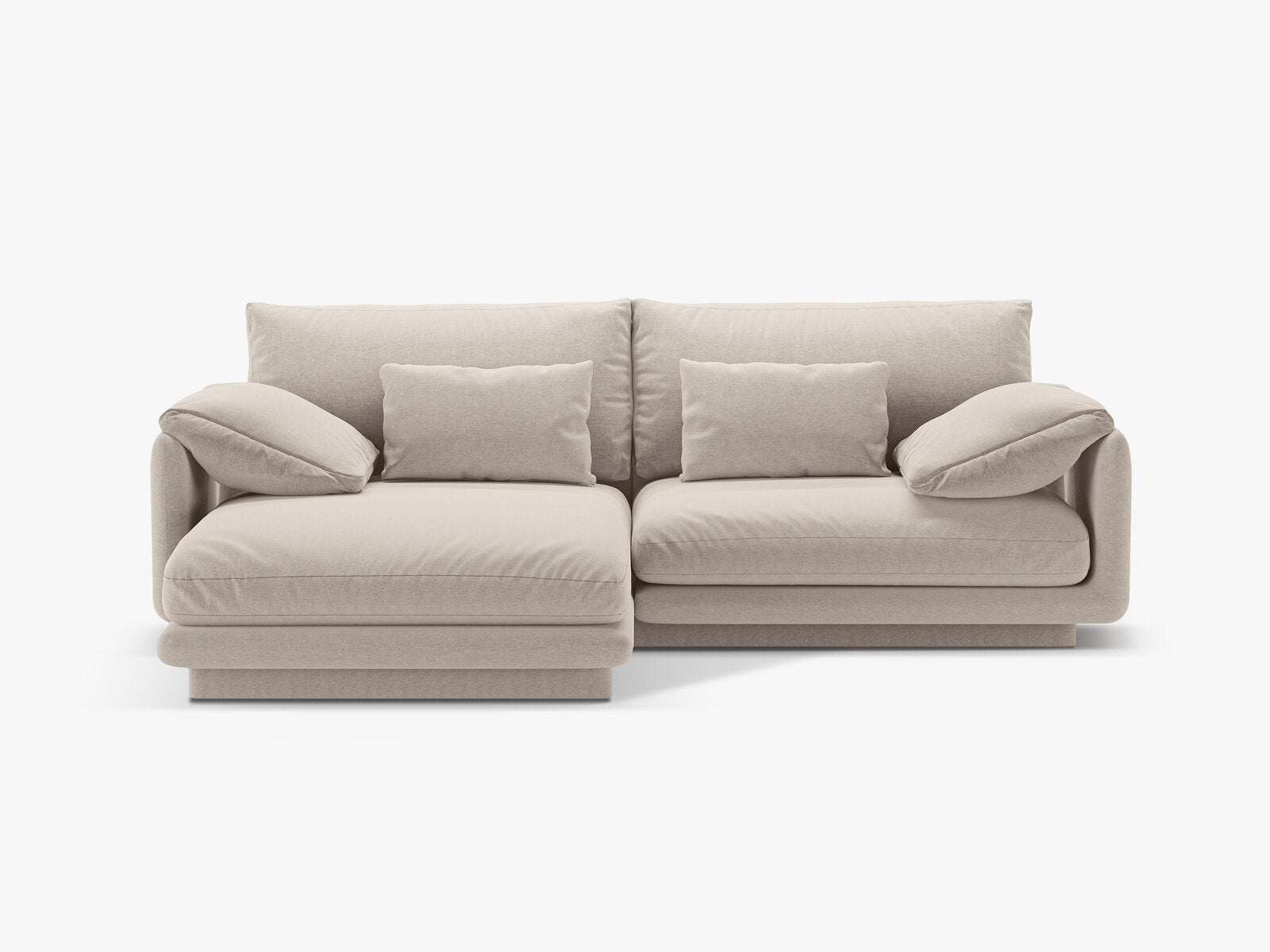 Micadoni Ecksofa Torino 3-Sitzer Links Strukturierter Stoff Helles Beige