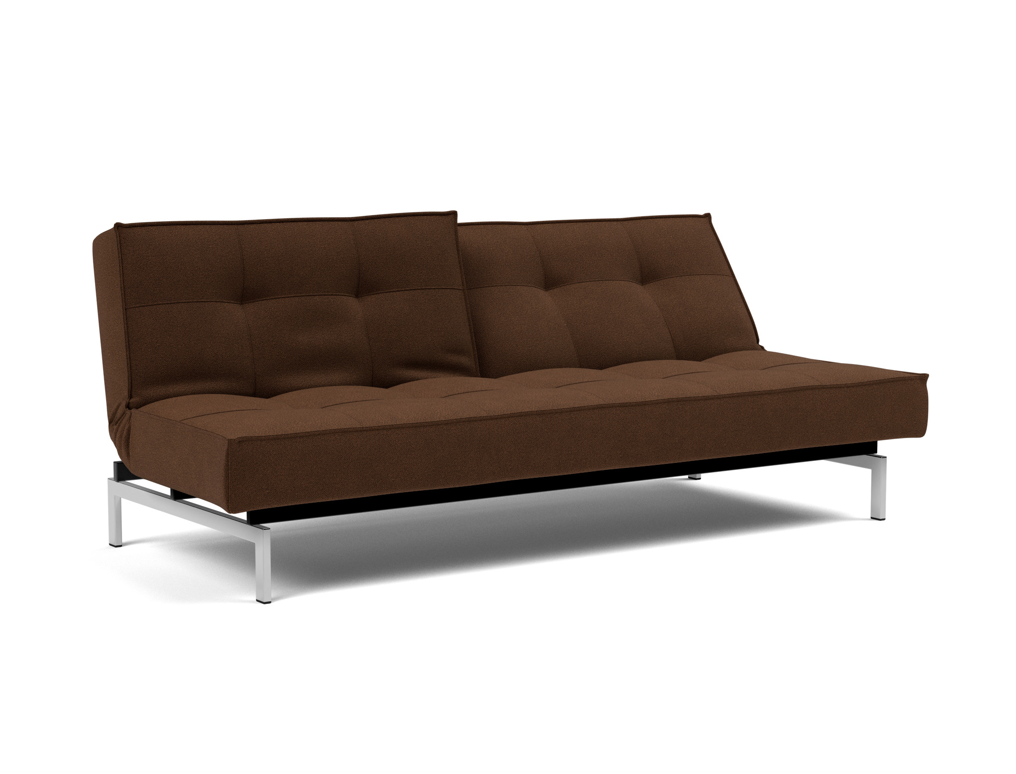 Schlafsofa Splitback Strukturierter Stoff Taura 359-Cappuccino Beine Chrom
