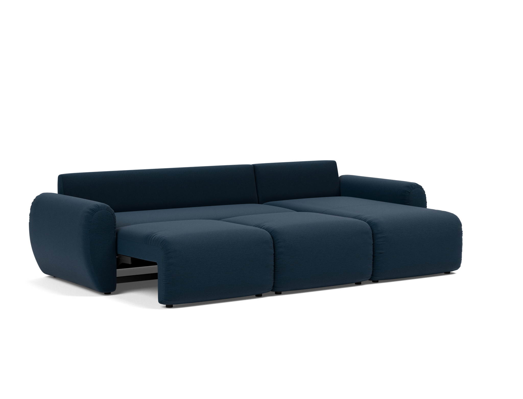 Schlafsofa Norum mit Chaiselongue und Curve-Armlehnen Flachgewebe Mixed Dance 528-Blue