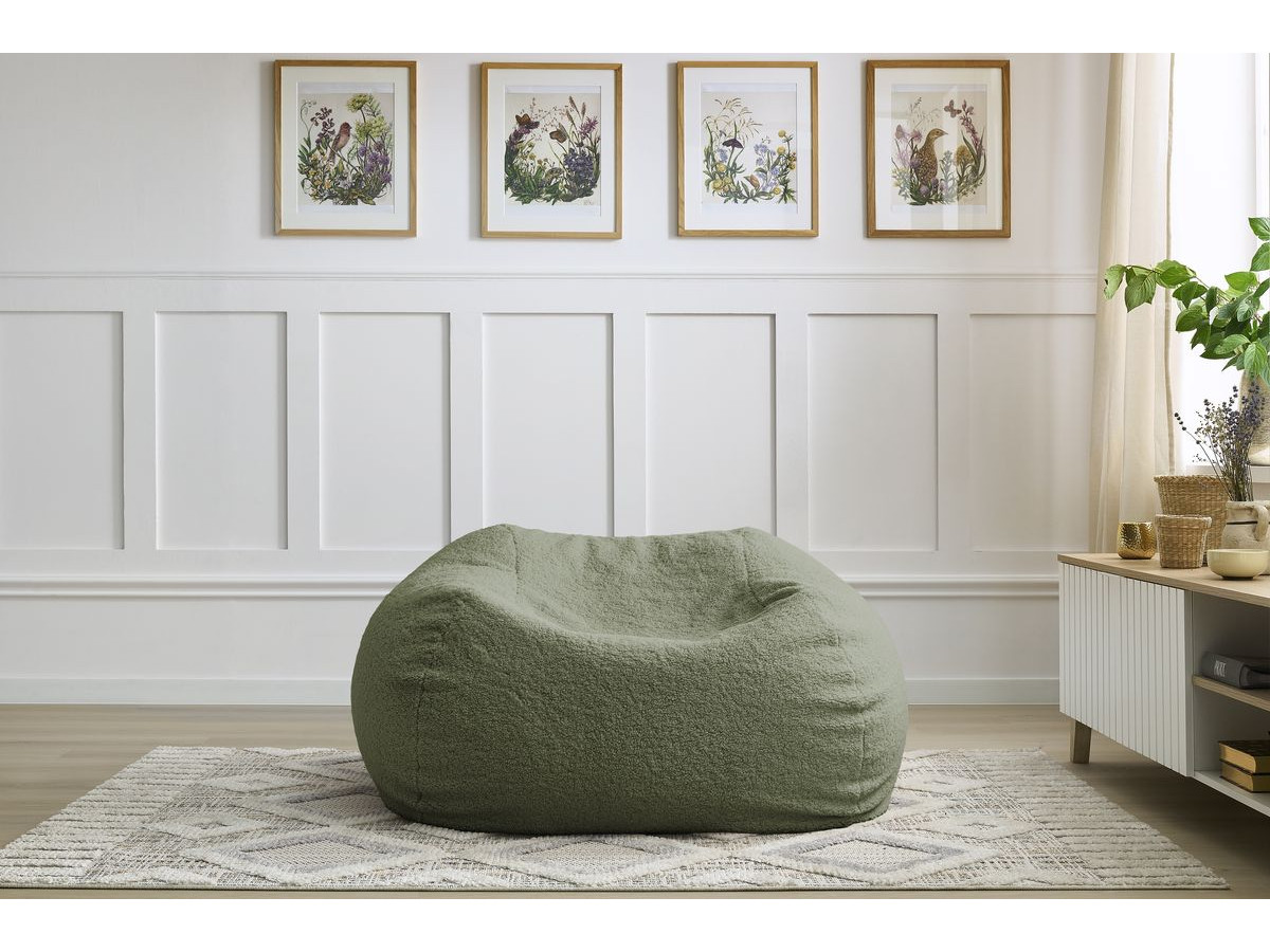 Bobochic Meribel Pouf Bouclé-Stoff Grün