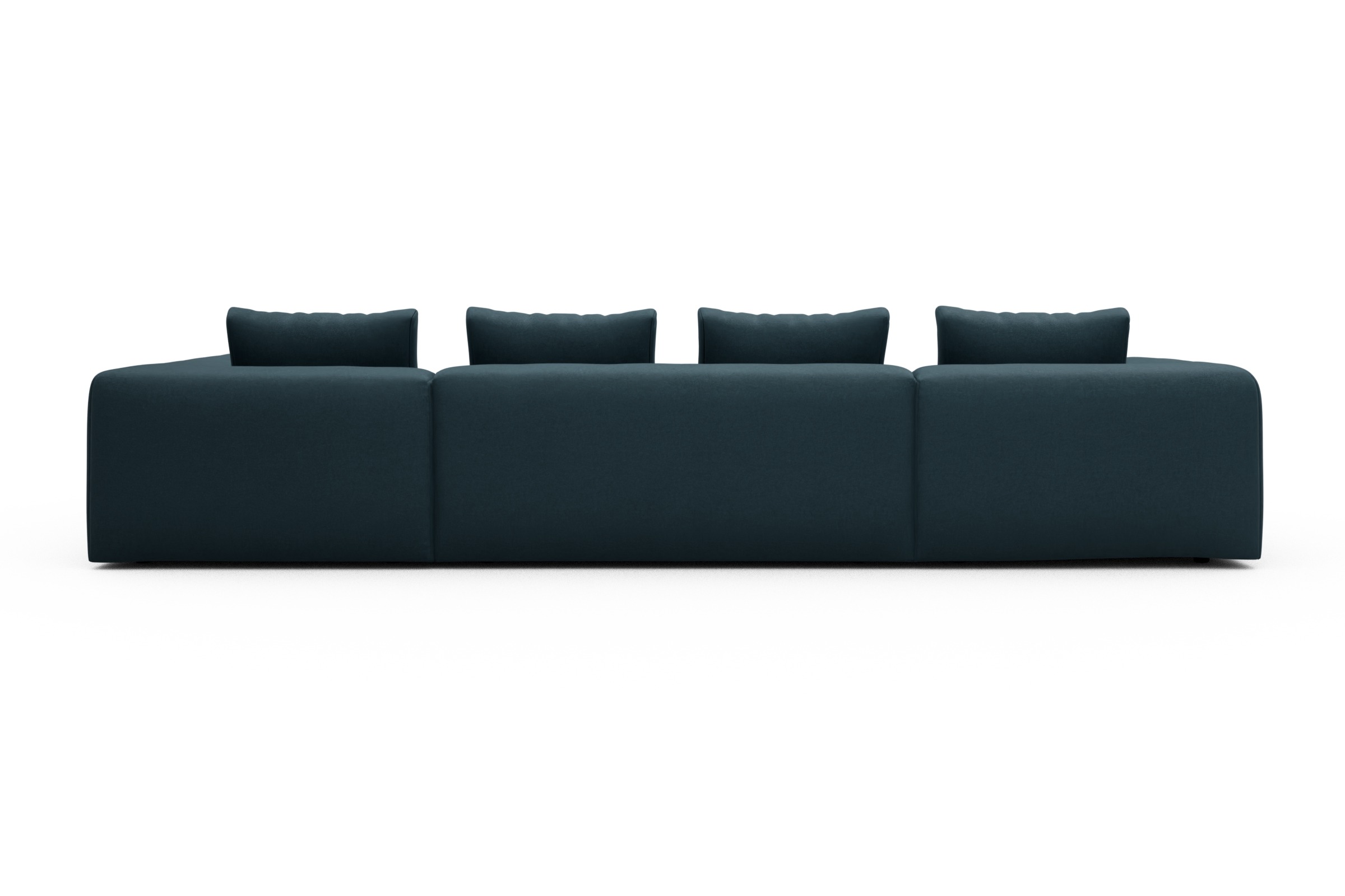 Wohnlandschaft Fred Relax-Ecke rechts mit 2-Sitzer und Chaiselongue links Strukturierter Stoff Satya 443-Deep-Blue