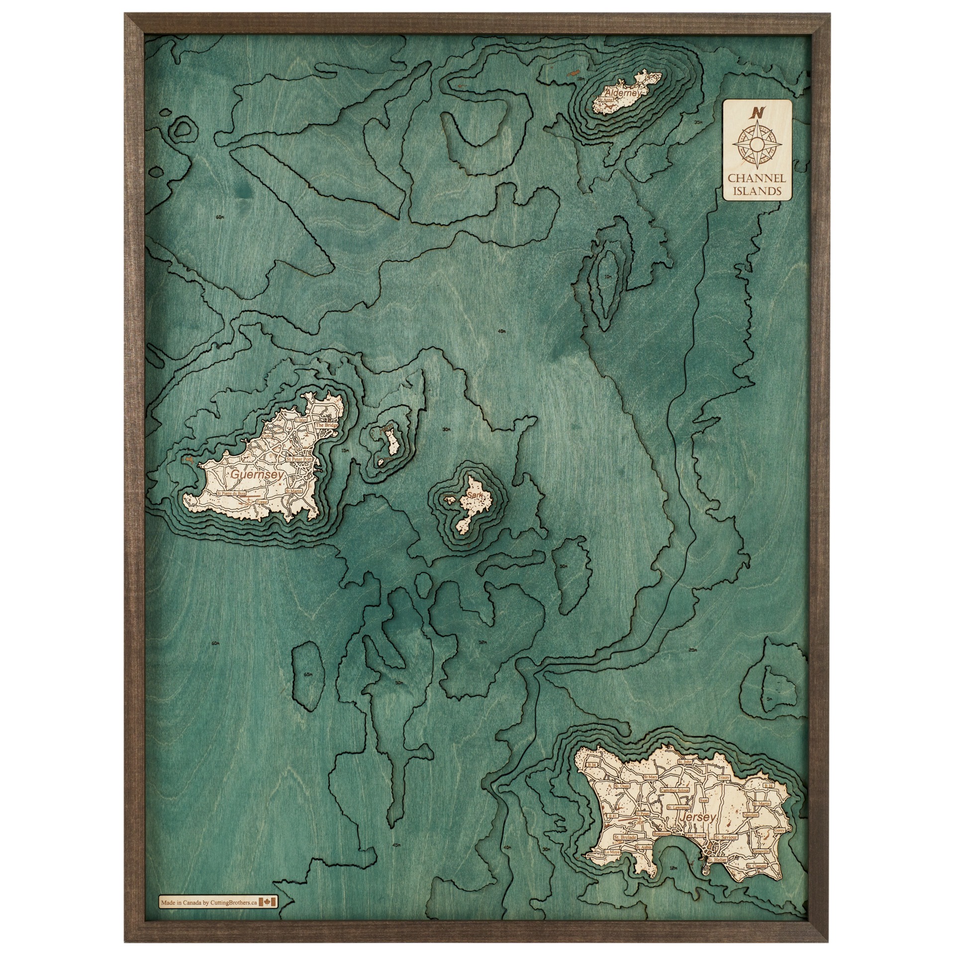 Cutting Brothers 3D Holz-Wandkarte Channel Islands 81 x 61 moebelfaktor