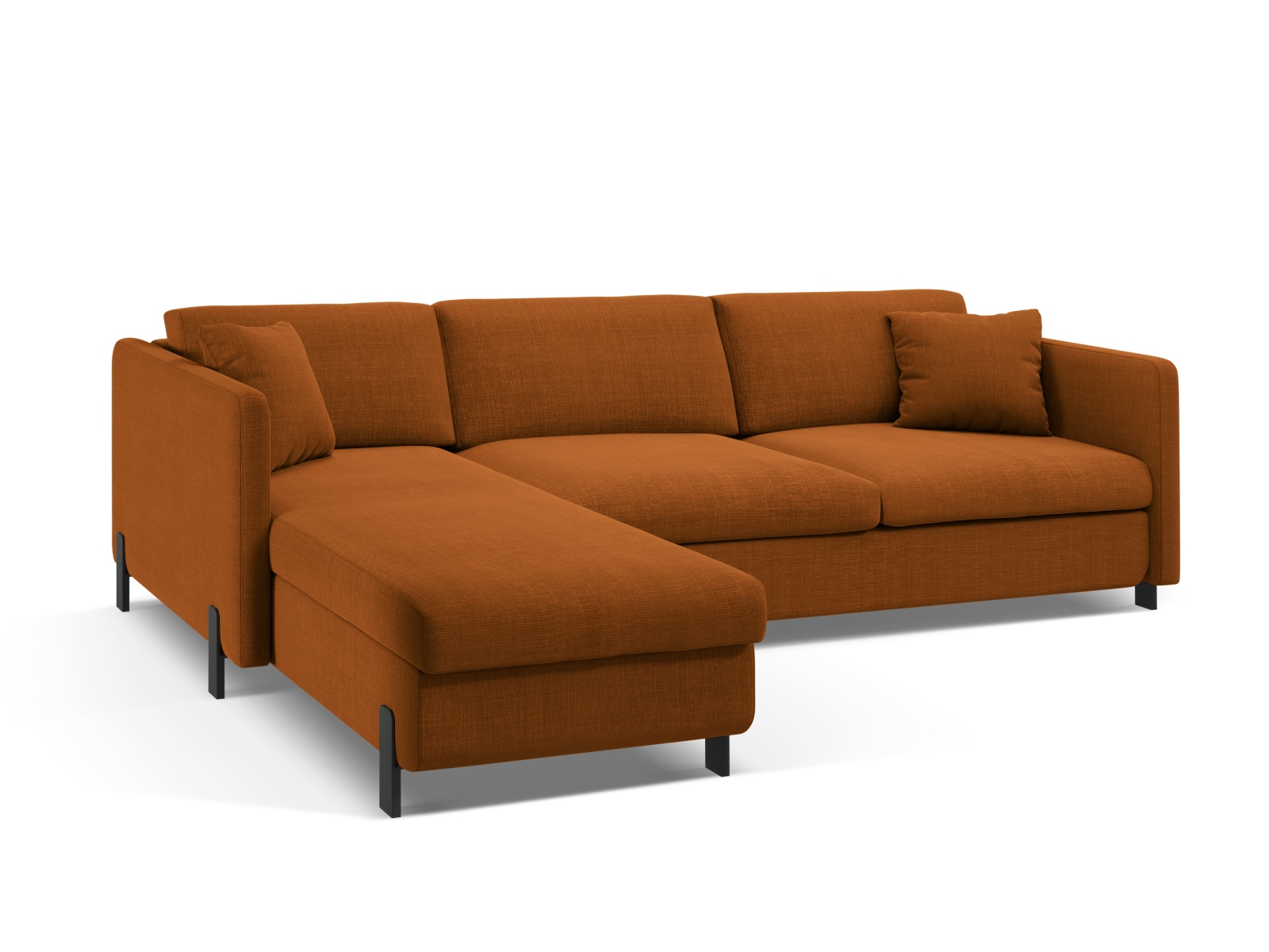 Micadoni Schlaf-Ecksofa Gloria 5-Sitzer Links Strukturierter Stoff Ziegel 205x160