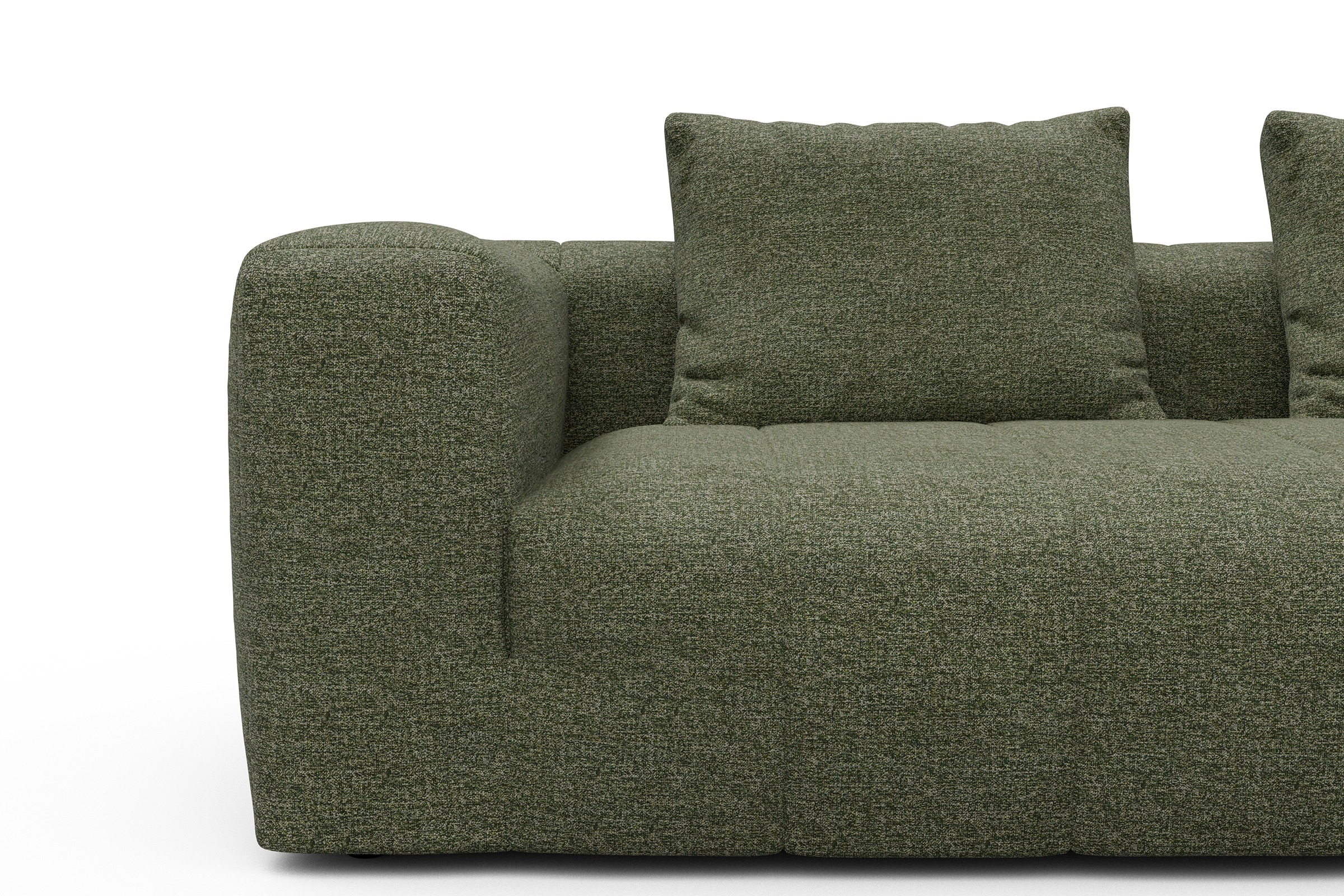 Ecksofa Hugo 2,5-Sitzer Armlehne links mit Chaiselongue Carreno-Vivid-Green