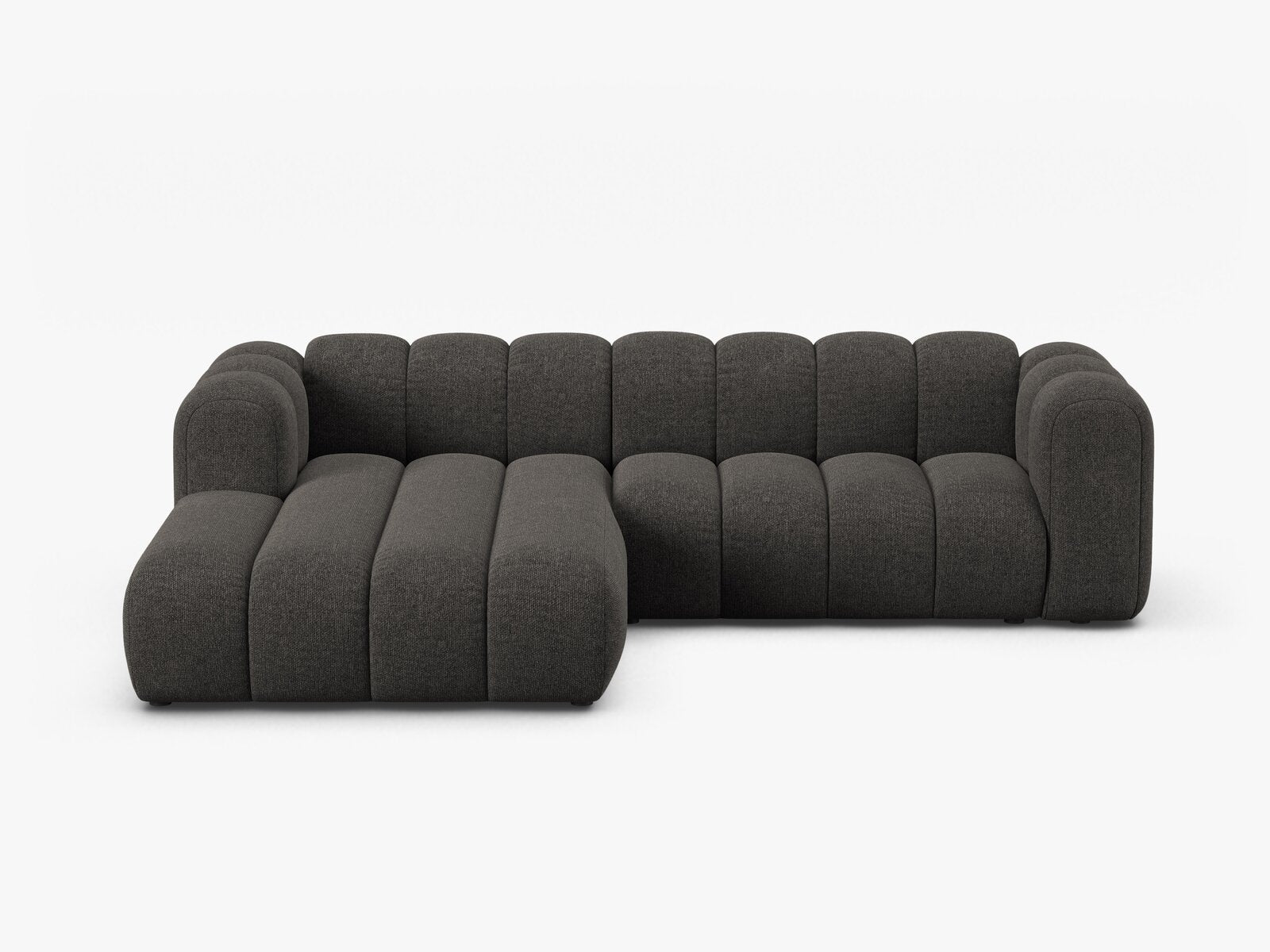 Micadoni Modulares Ecksofa Lupine 4-Sitzer mittelgroß Links Chenille Eden Dunkelgrau