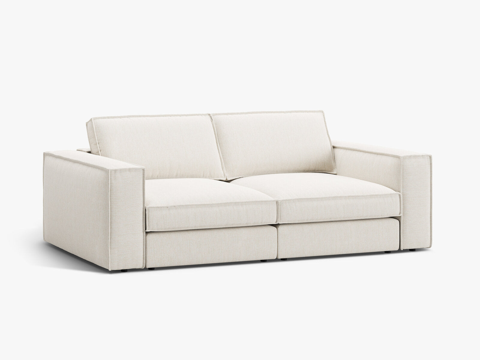 Micadoni modulares Sofa Pola 3-Sitzer Strukturierter Stoff Babel Weiß
