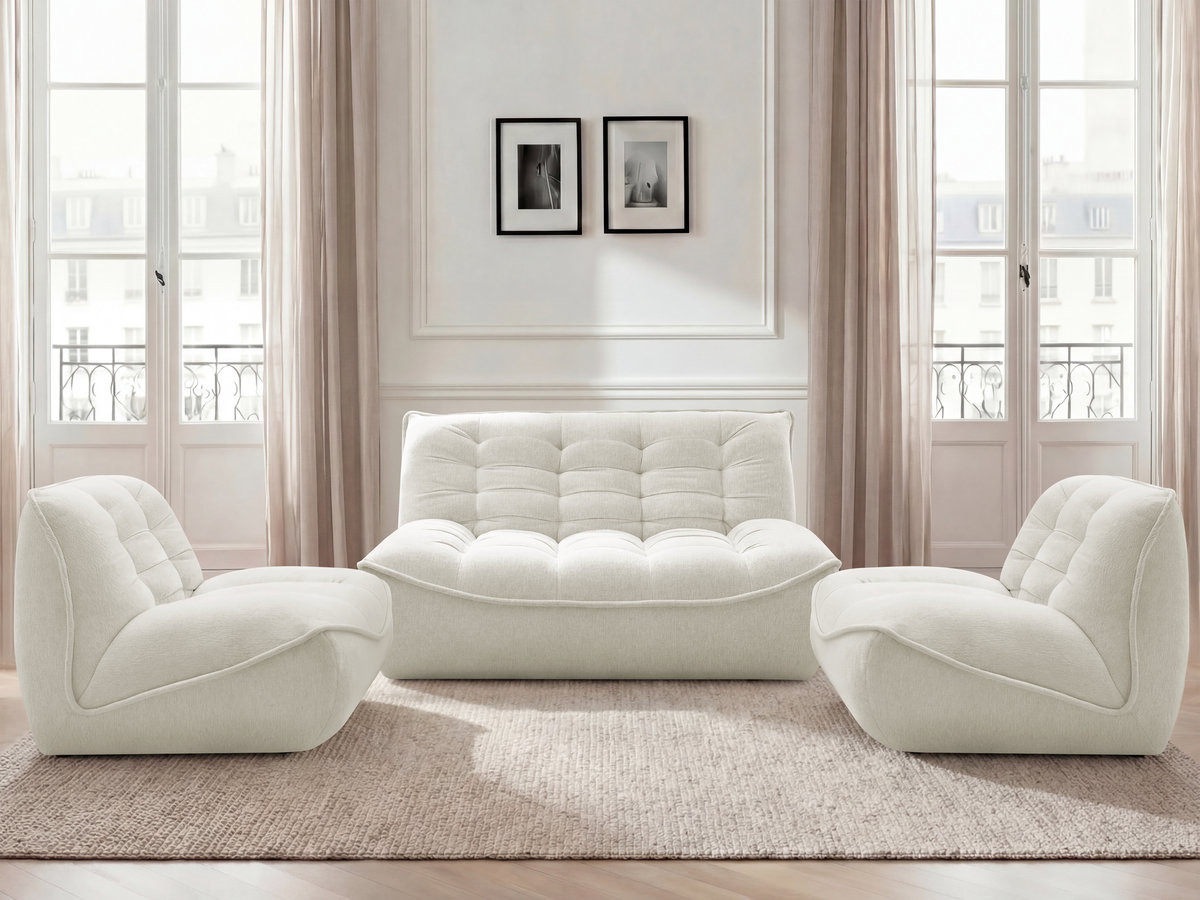 Bobochic Serena Sofa 4-Sitzer Melange-Stoff Weiß