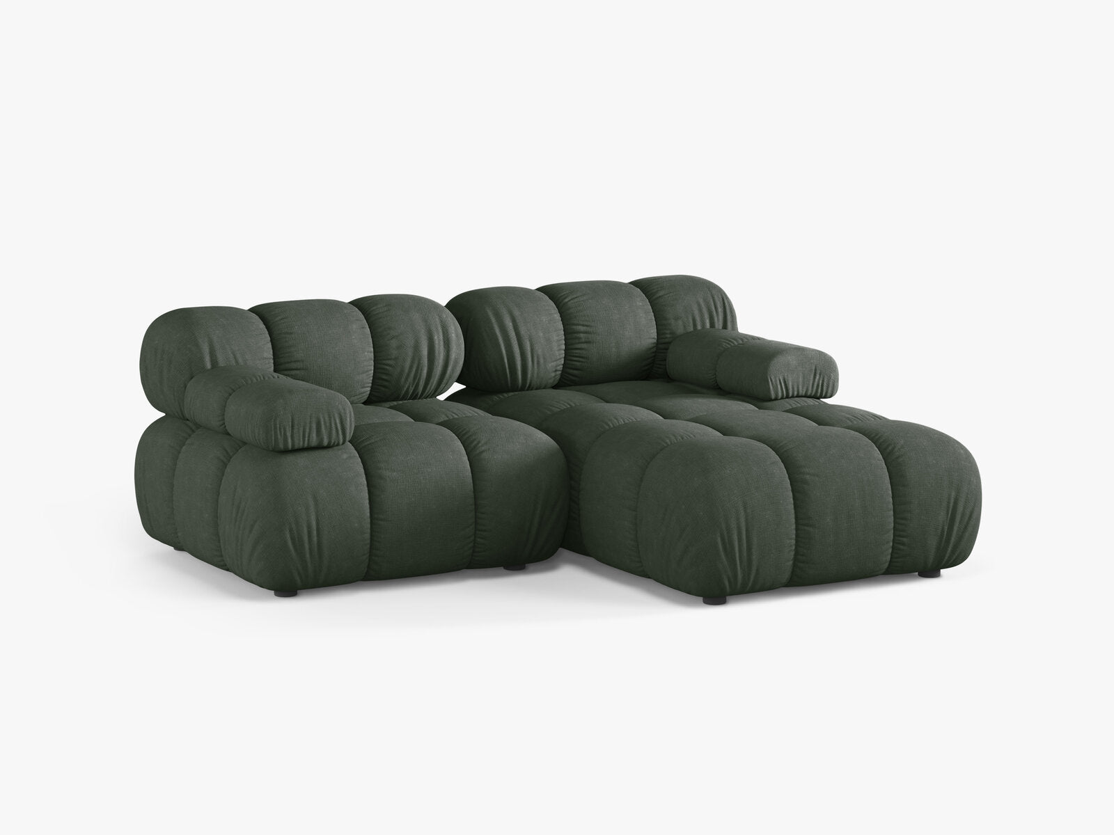 Micadoni Modulares Ecksofa Bellis 3-Sitzer Rechts Strukturierter Stoff Liberty Moßgrün