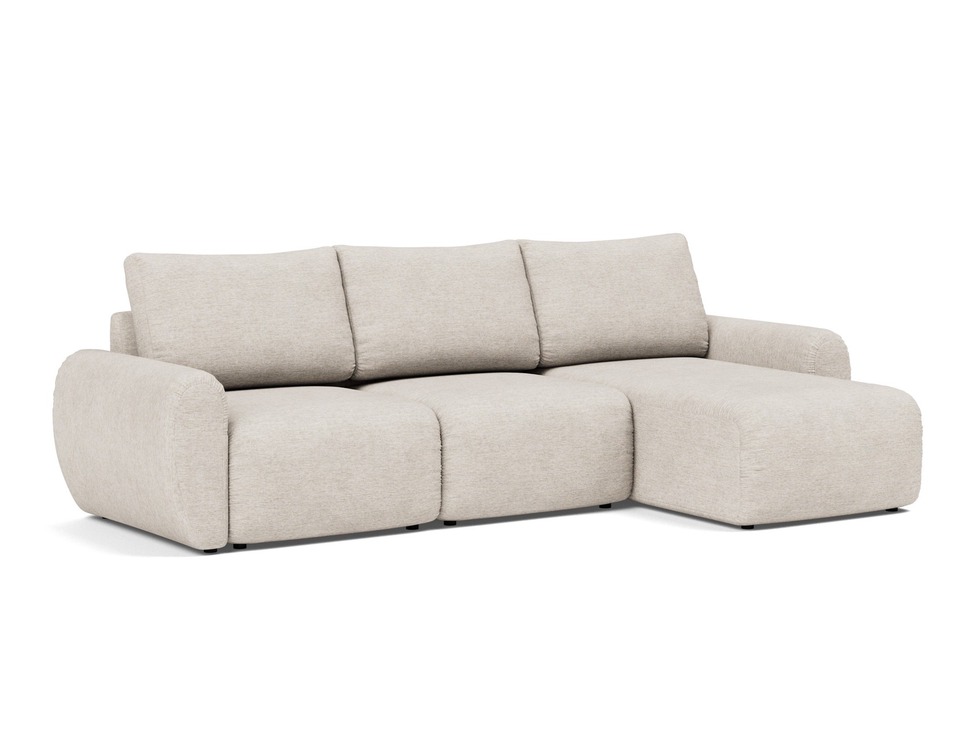 Schlafsofa Norum mit Chaiselongue und Curve-Armlehnen Chenille Yuveno 470-Natural