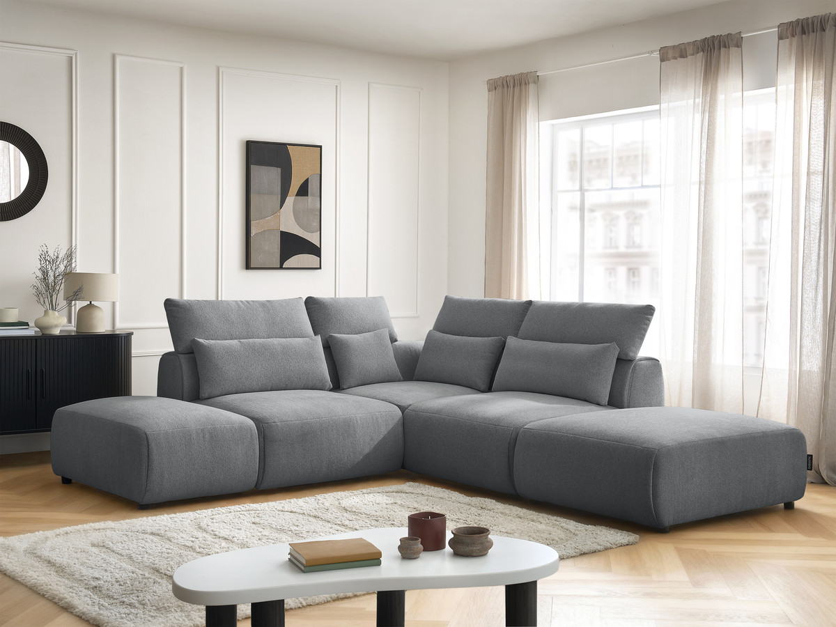 Bobochic Jana Ecksofa Melange-Stoff Dunkelgrau