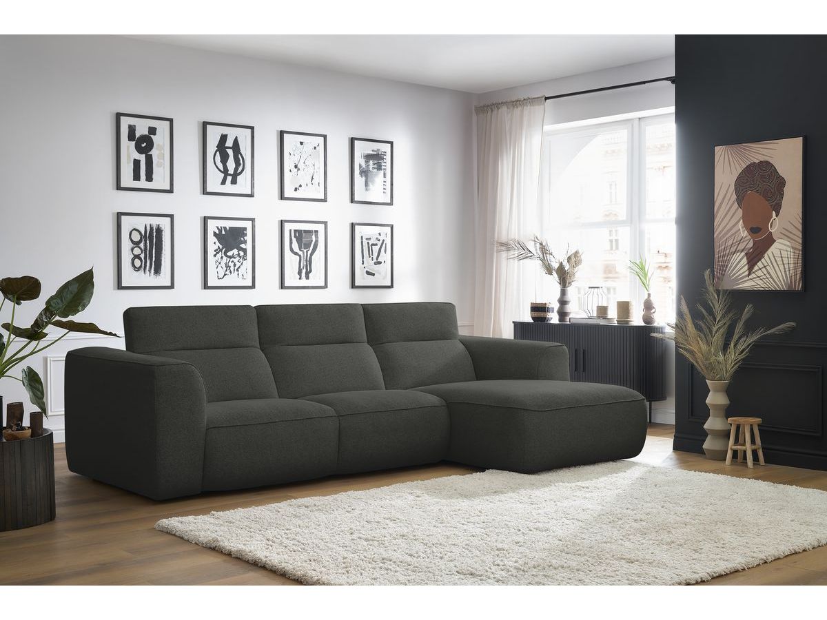 Bobochic William Ecksofa Melange-Stoff Dunkelgrau Ecke rechts
