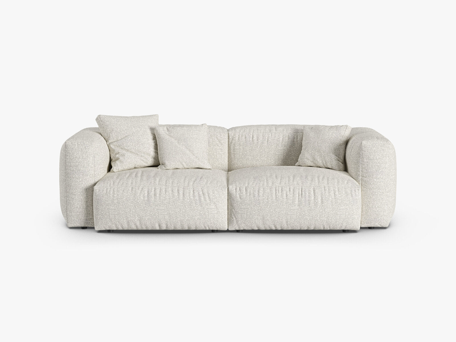 Micadoni Sofa Martina 3-Sitzer 90cm Sitztiefe Boucle Monet Grau Beige Melange
