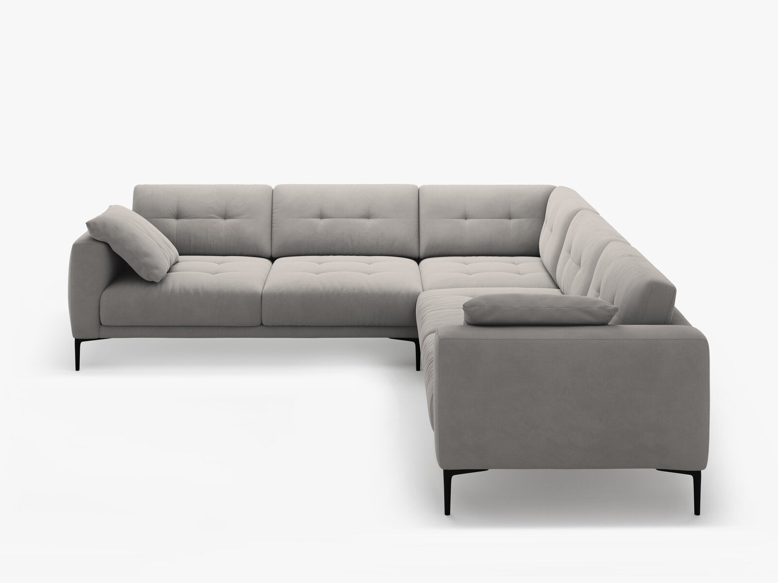 Micadoni Ecksofa Bemy 5-Sitzer Samt Grau