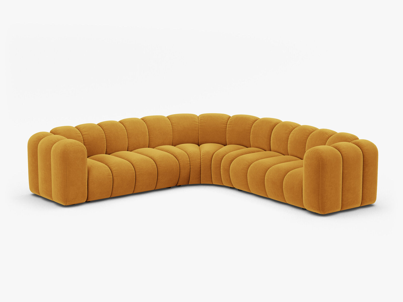 Micadoni symmetrisches Ecksofa Lupine 5-Sitzer mittelgroß Samt Venus Gelb