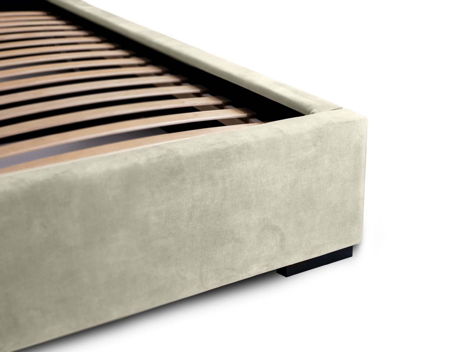 Polsterbett Portoza Samtstoff 140x200 mit Metallrahmen Macau Sand