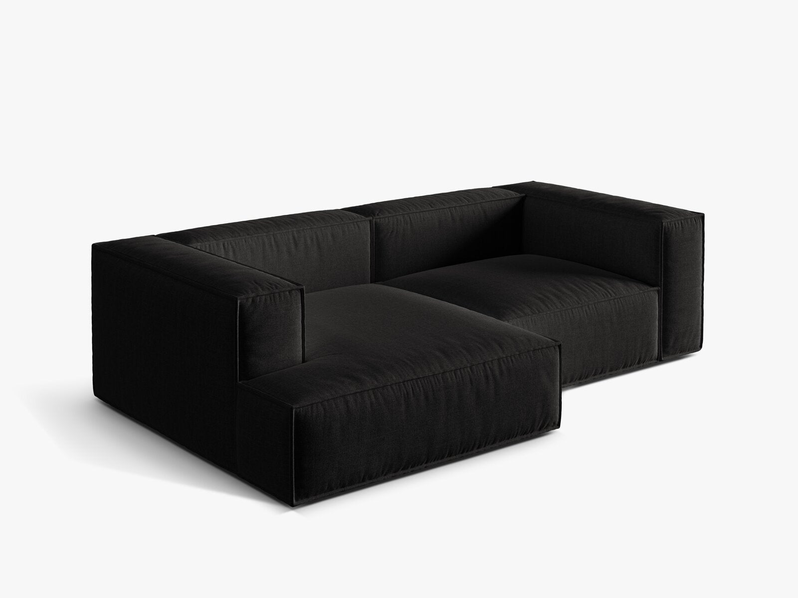 Micadoni Ecksofa Nuria 3-Sitzer Links Strukturierter Stoff Schwarz