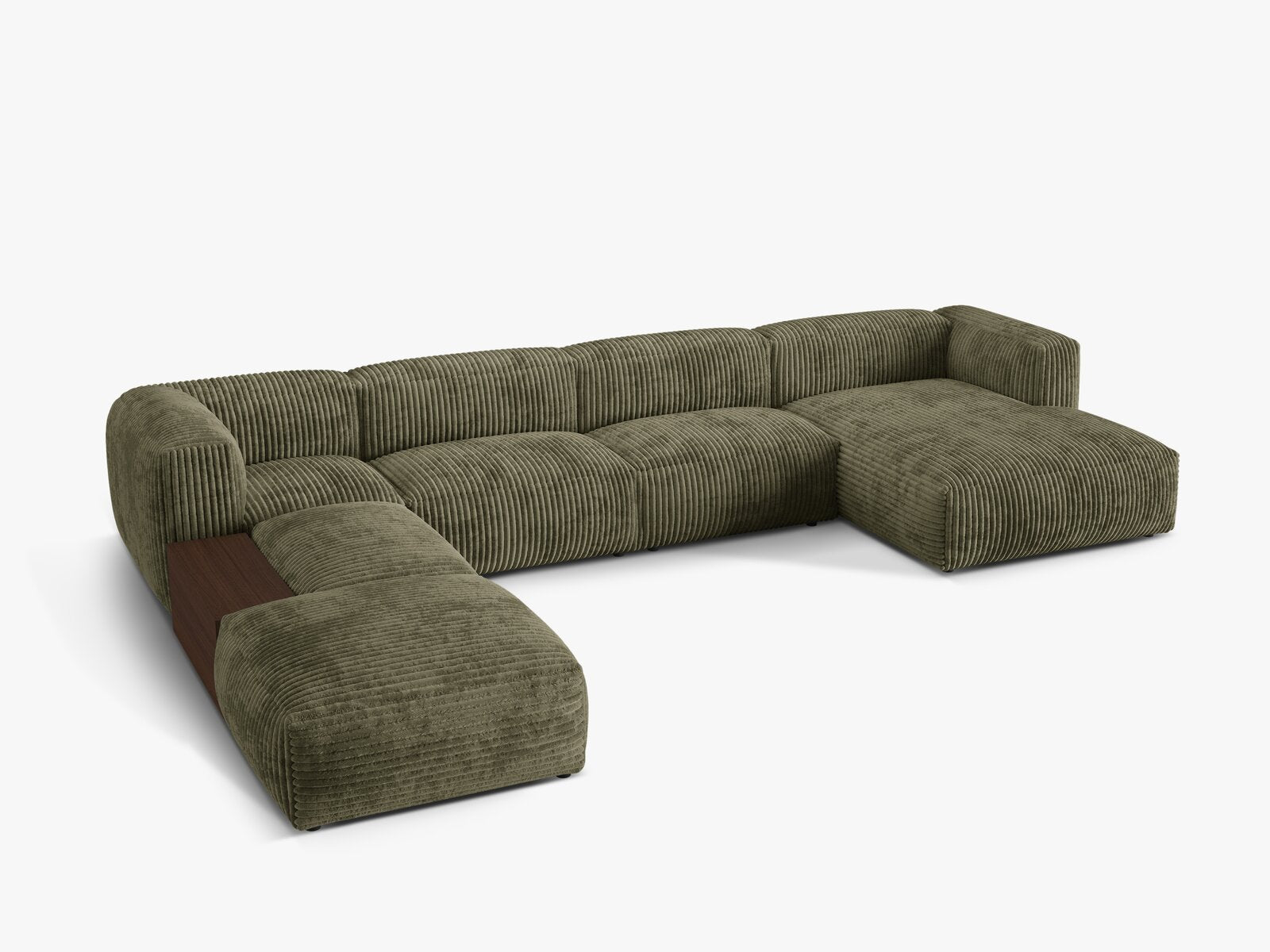 Micadoni Panorama-Ecksofa Martina 5-Sitzer Links Kord Moßgrün