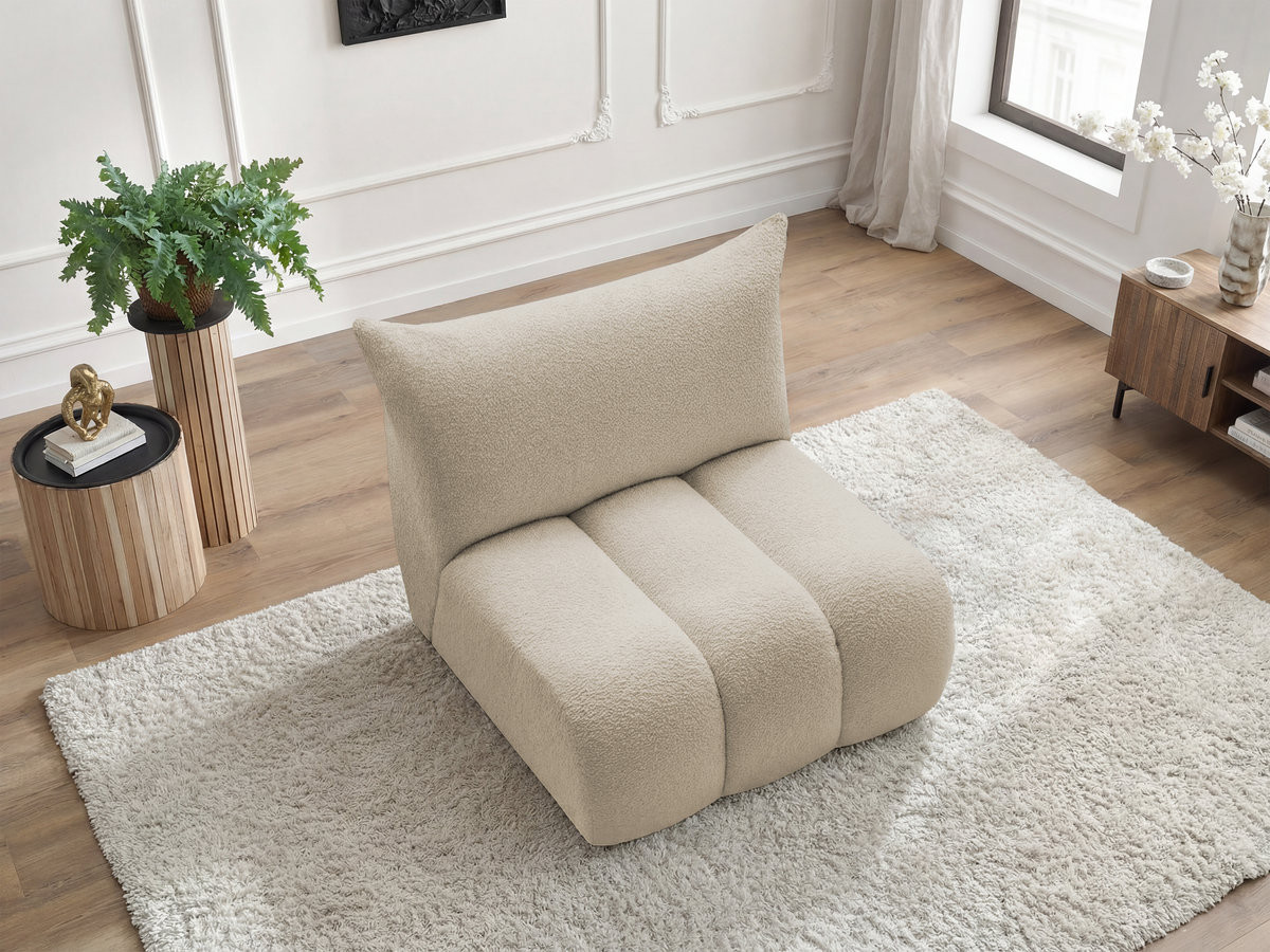 Bobochic Azra Sofamodul 1-Sitzer 90 × 112 cm Bouclé-Stoff Beige