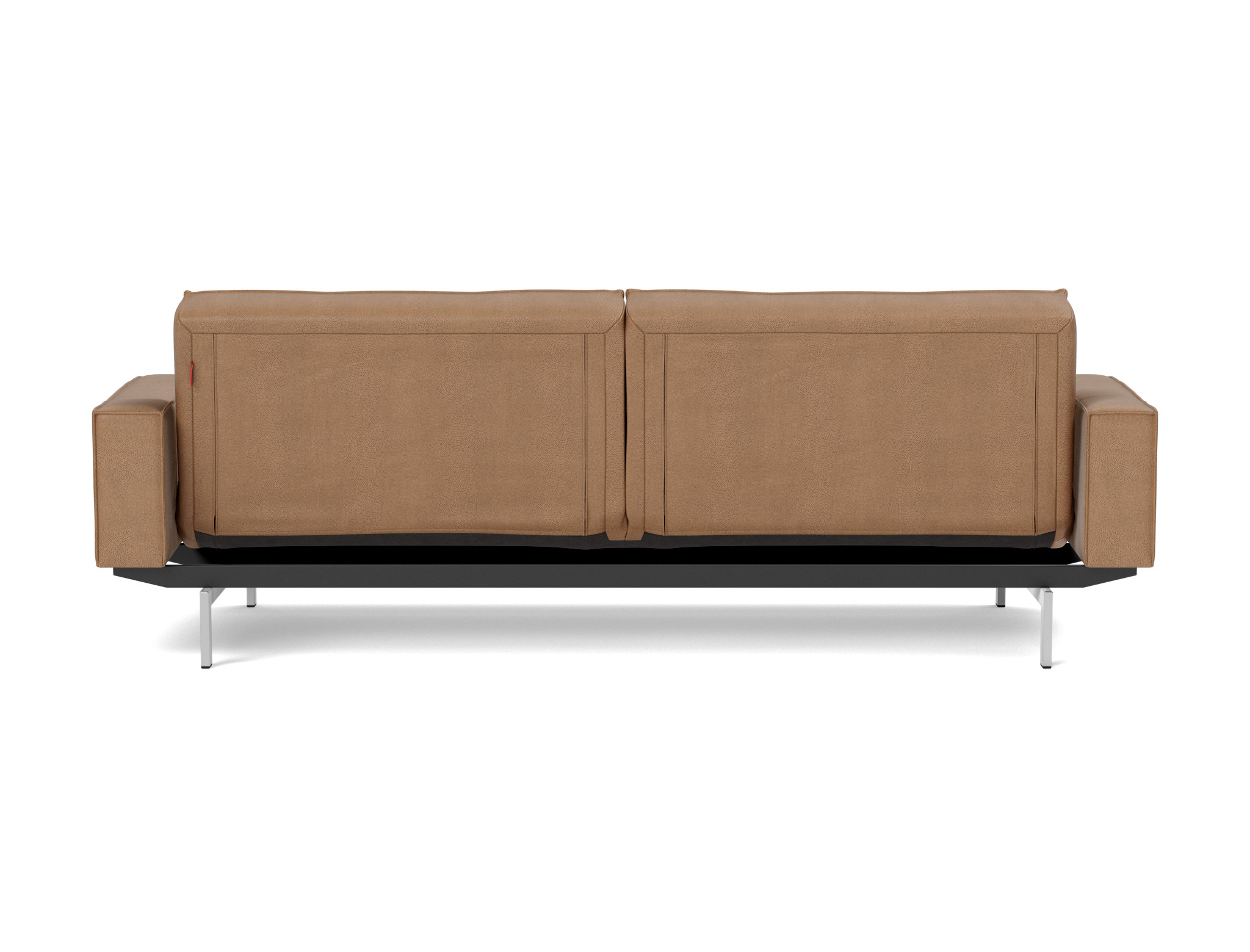 Schlafsofa Splitback mit Armlehnen Lederoptik Faunal 551-Brown Beine Chrom
