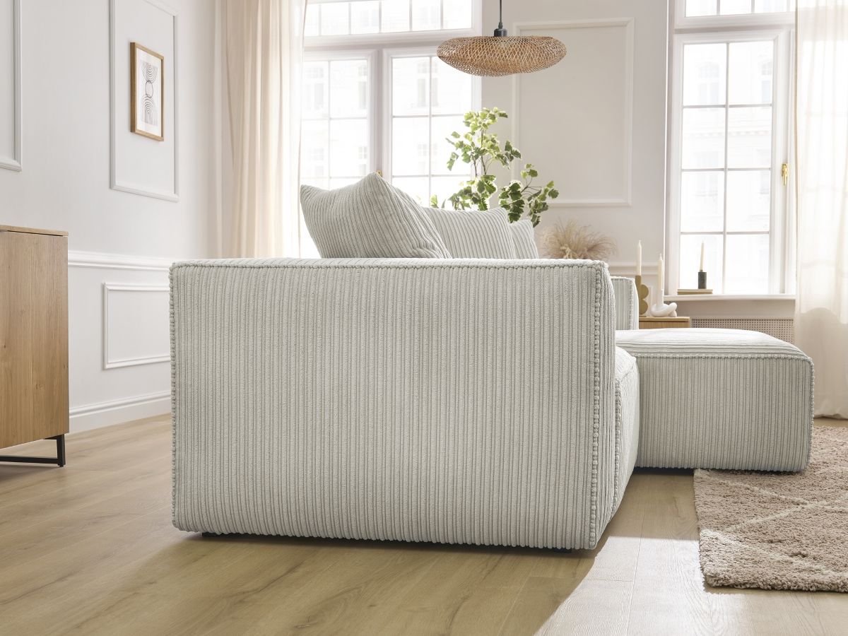 Bobochic Nina Ecksofa Cordsamt Hellgrau Ecke rechts