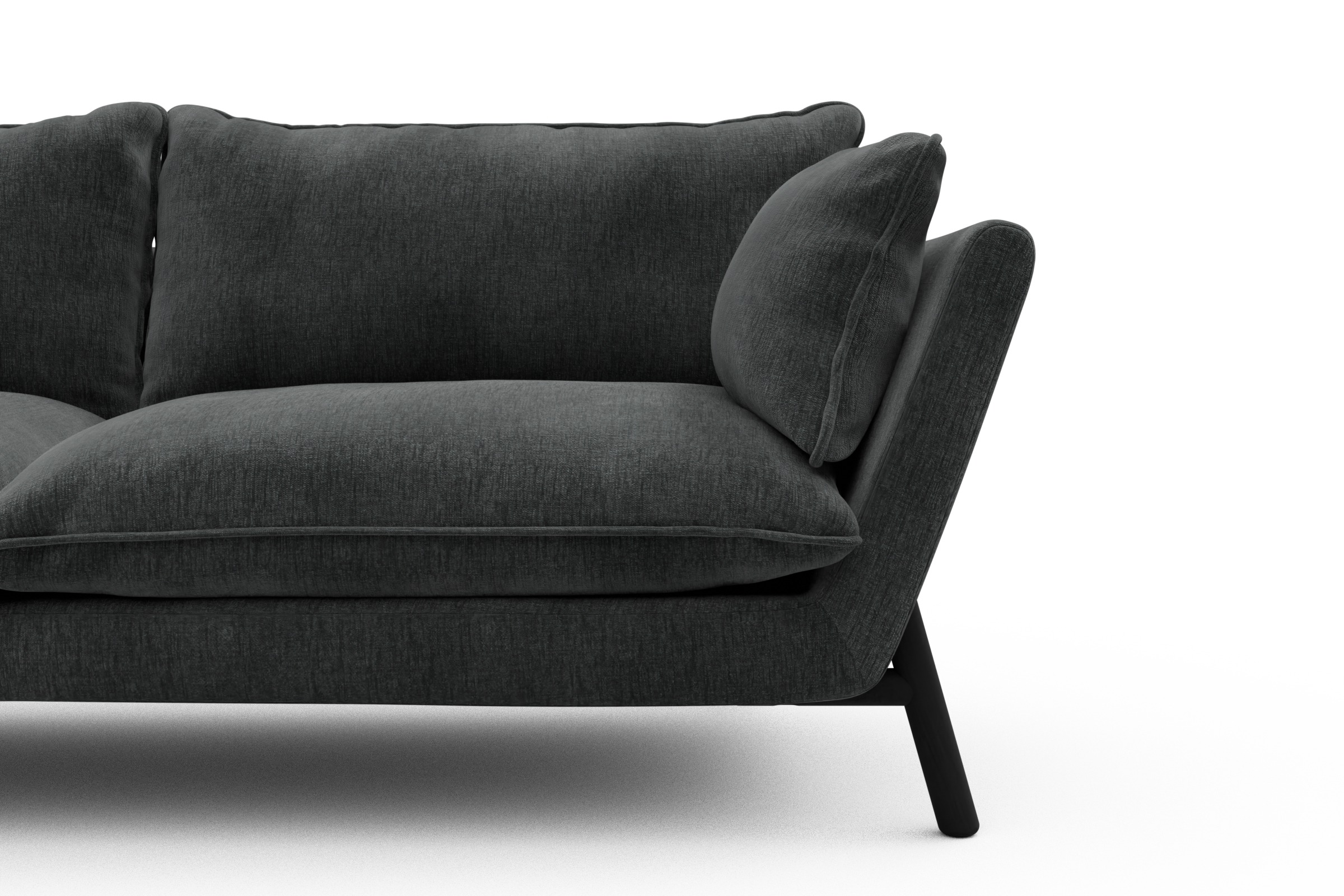 Sofa Emil PREMIUM 2-Sitzer Beinfarbe Eiche Schwarz Smooth-Deep-Warm-Grey