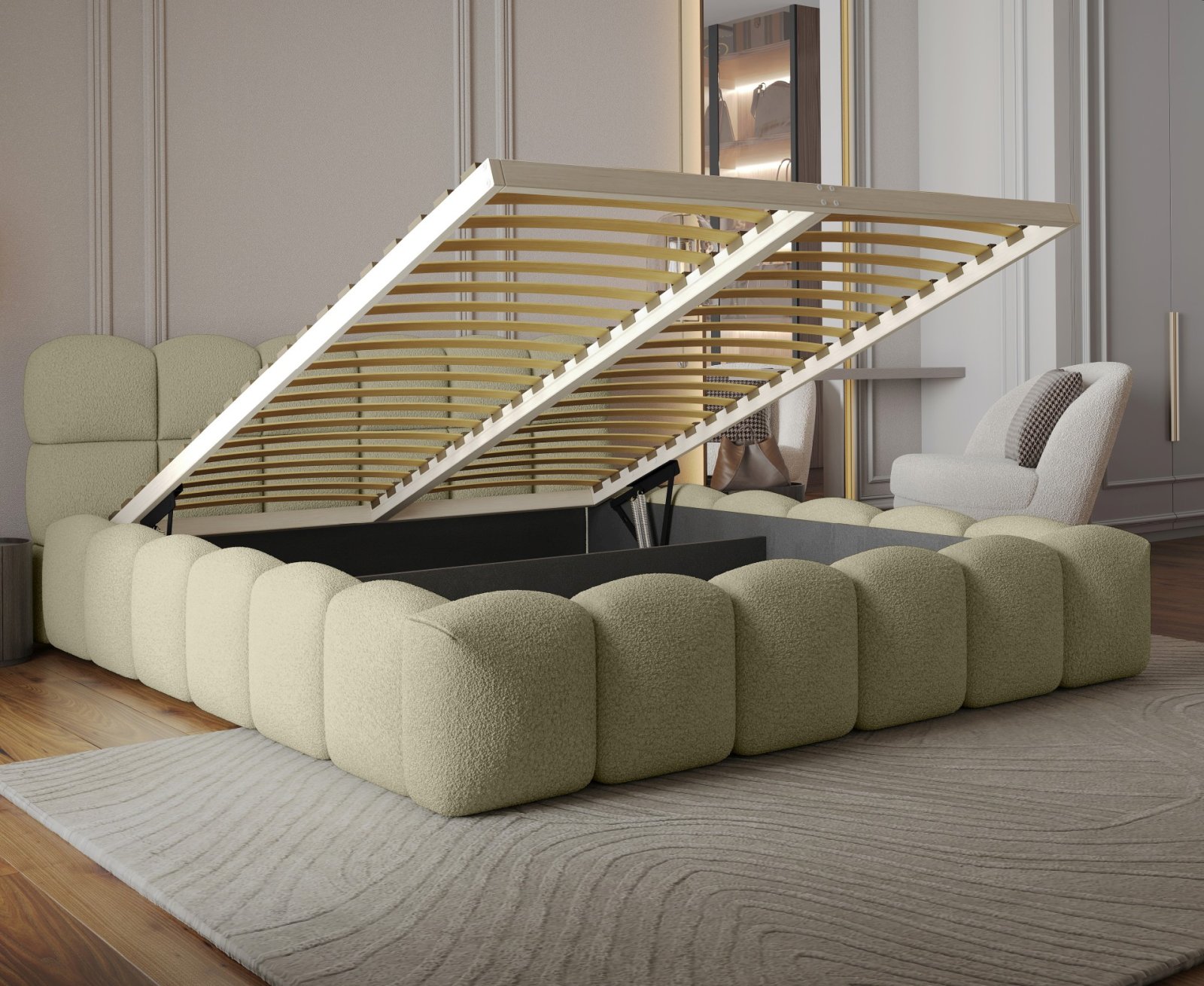 Polsterbett Vento-Slim Boucle 180x200 mit Holzrahmen Quelle 06