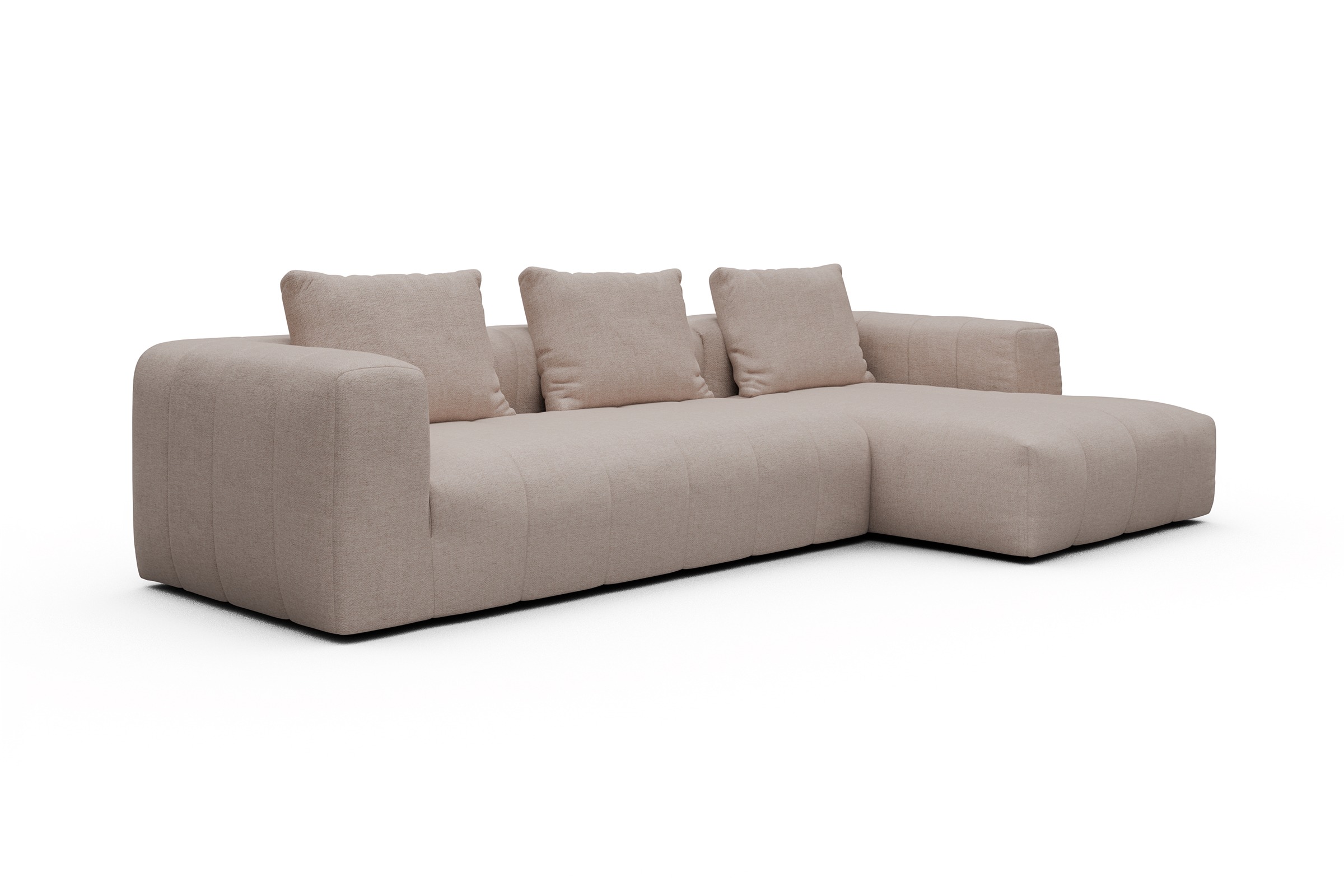 Ecksofa Hugo 2,5-Sitzer Armlehne links mit Chaiselongue Weda-Sand
