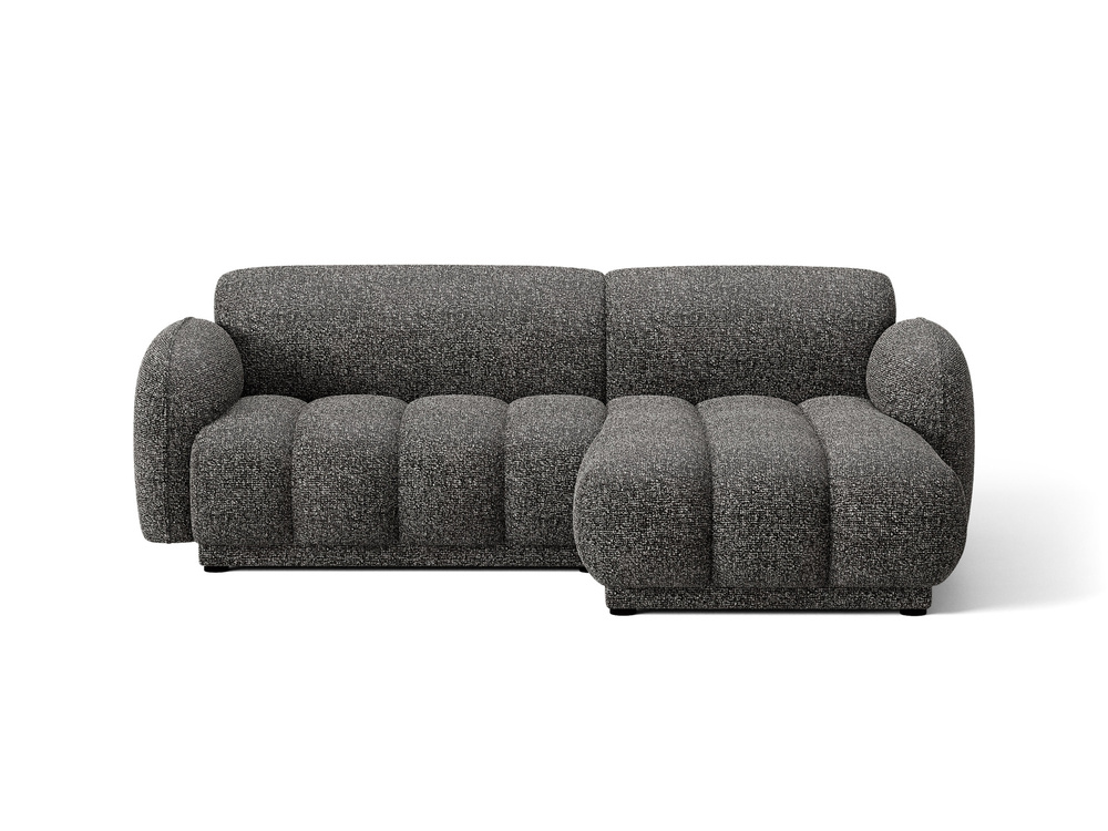 Cosmopolitan Design Ecksofa Bilbao 3-Sitzer kleine Version Boucle Miles Dunkelgrau Melange Rechts