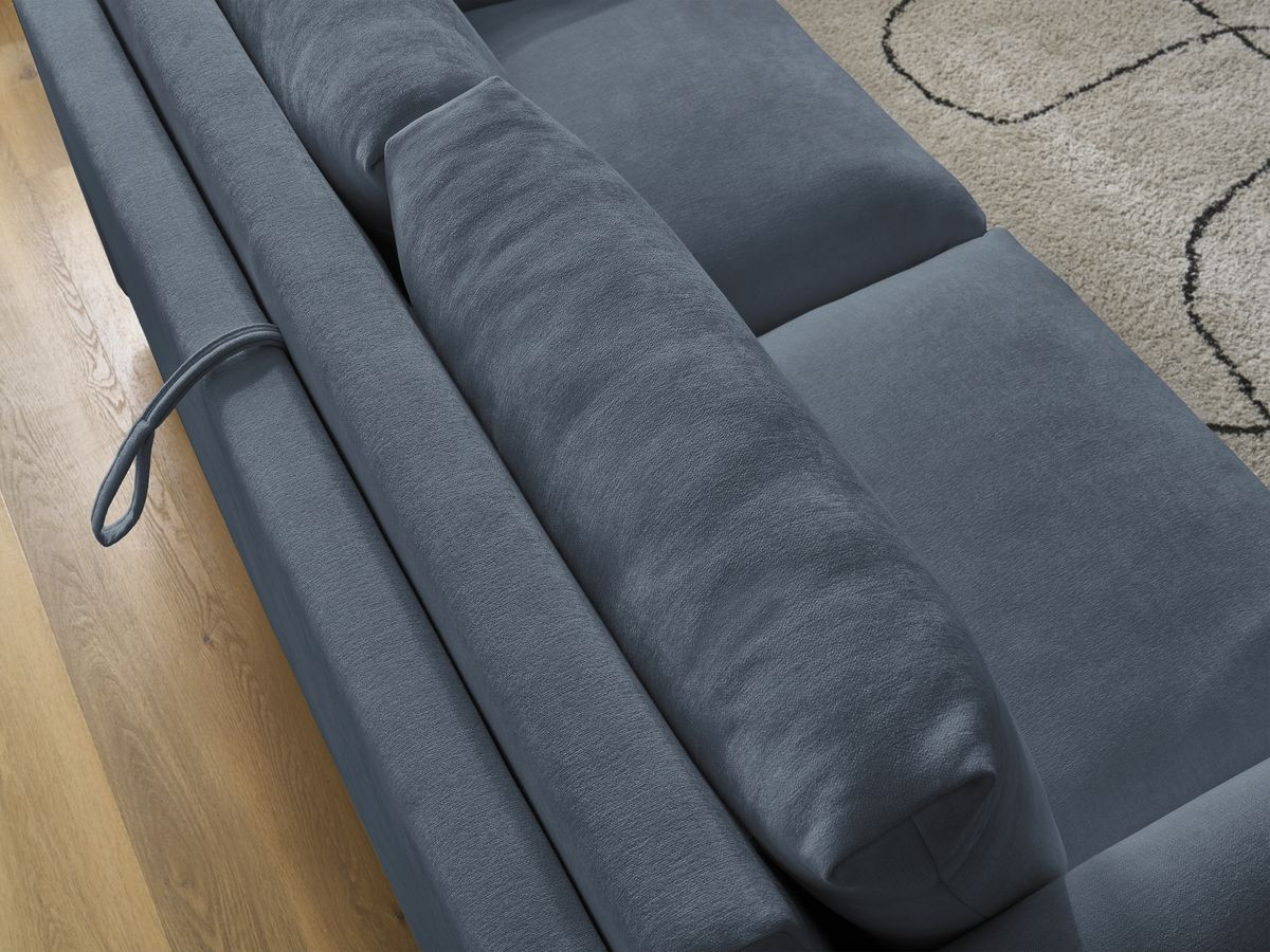 Bobochic Cocoone Schlafsofa 3-Sitzer Stoff Dunkelblau, Liegefläche 140 × 200 cm