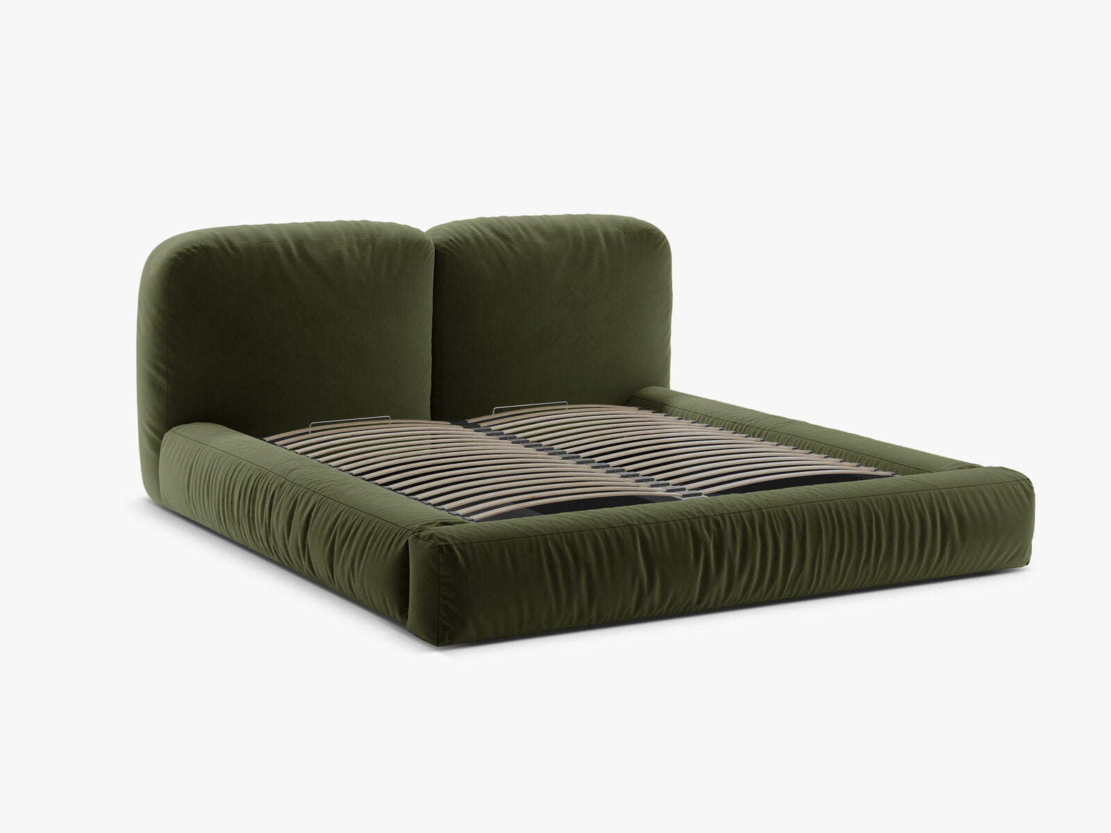 Micadoni Stauraumbett mit Kopfteil Martina Samt Vogue Grün 180x200