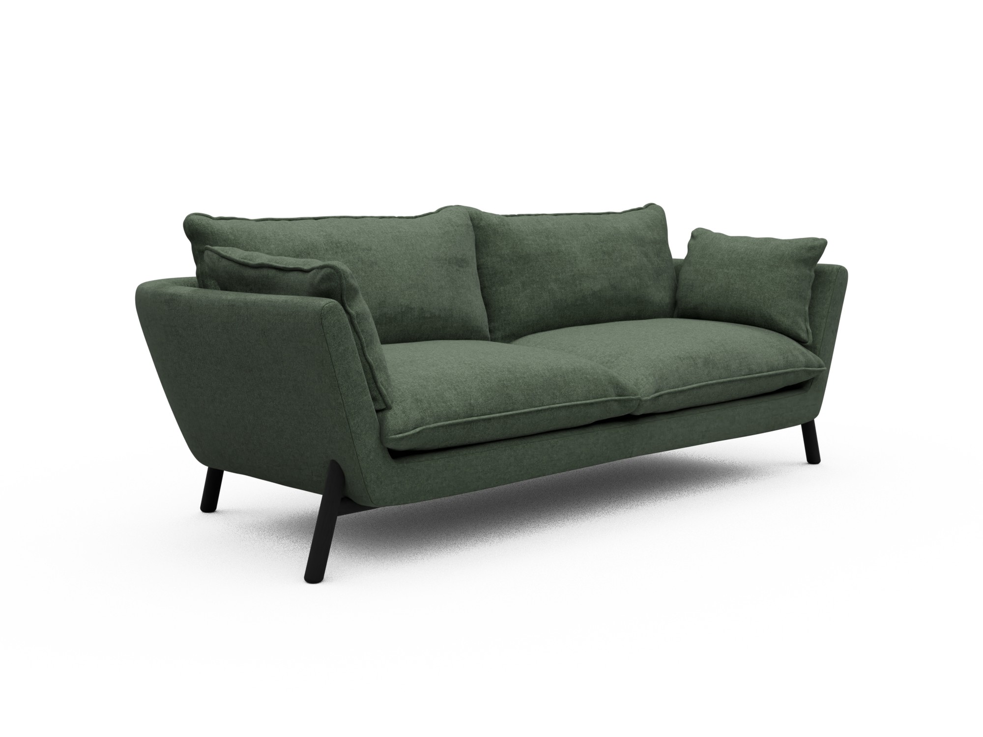 Skandi Home Sofa Emil Soft 3-Sitzer Beinfarbe Eiche Schwarz Casone-Forest-Green moebelfaktor