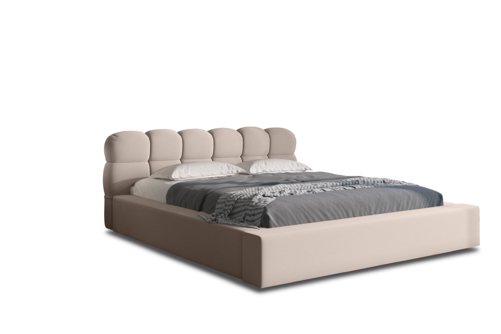 Polsterbett Vento-New Samtstoff 180x200 mit Holzrahmen Piano 04 Cappuccino