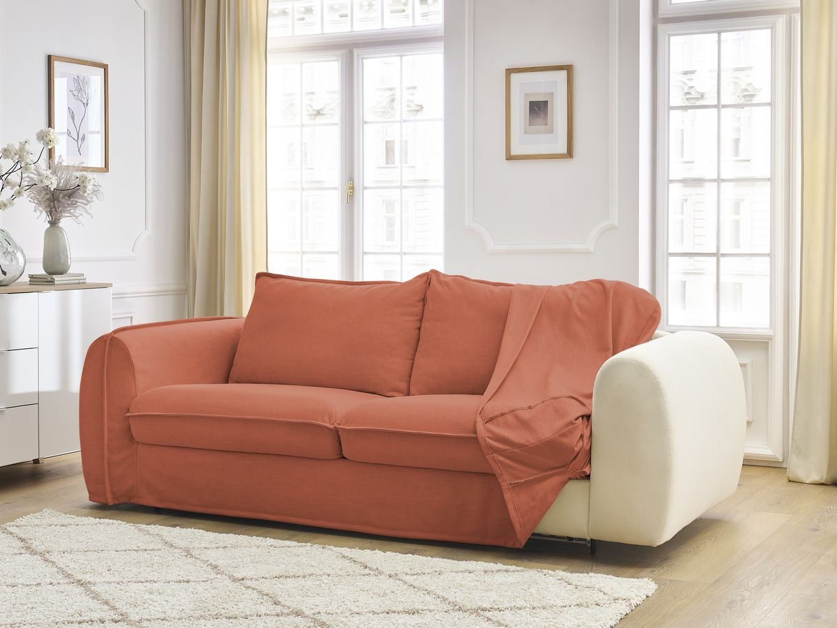Bobochic Archimede Schlafsofa 3-Sitzer Stoff Orange, Liegefläche 160 × 194 cm