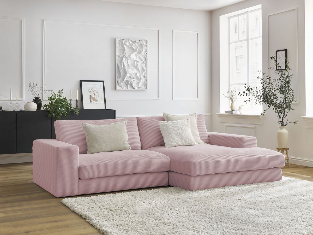 Bobochic Leonard Ecksofa 234 × 159 cm Cordsamt Violett Ecke rechts