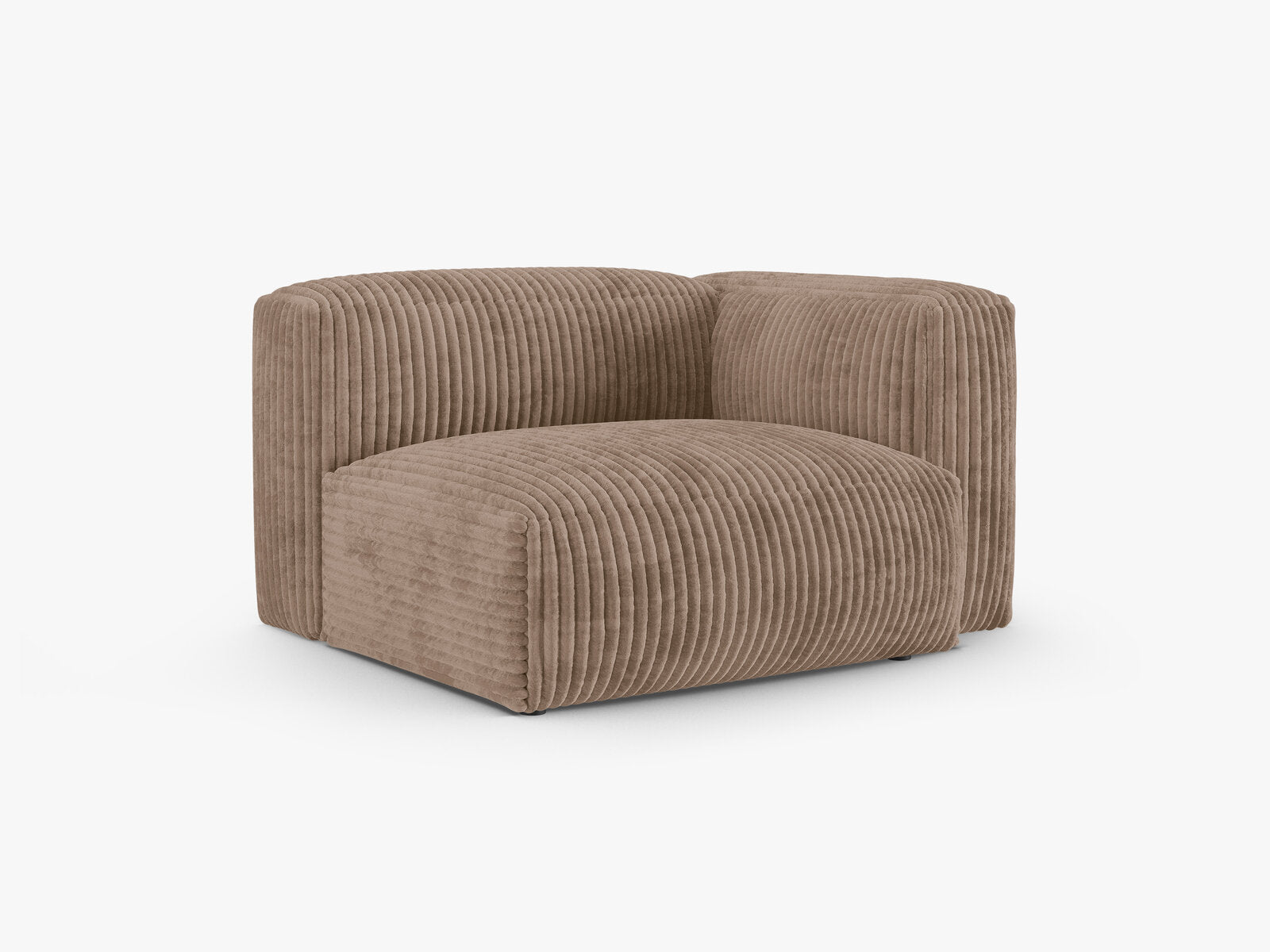 Micadoni Eckmodul mit Armlehne Martina 1-Sitzer 90cm Sitztiefe Rechts Kord Tilia Eichel