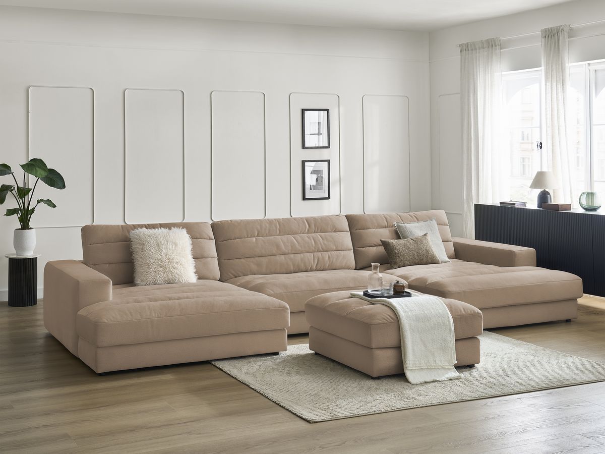 Bobochic Sierra Wohnlandschaft mit Pouf Samt Taupe