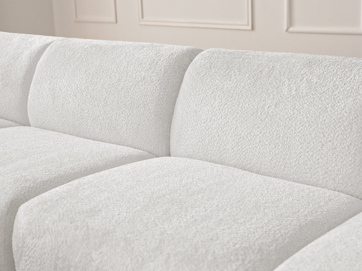 Bobochic Anda Ecksofa 292 × 163 cm Chenille Weiß Ecke links