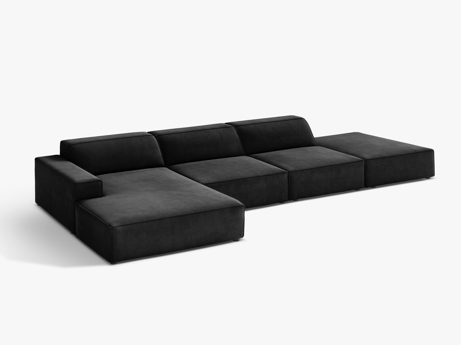 Micadoni Ecksofa Jodie 5-Sitzer Samt Venus Schwarz Links