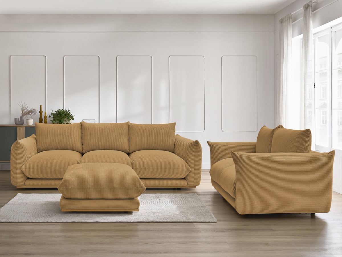 Bobochic Ernest Sofa 5-Sitzer mit Pouf Cordsamt Gelb