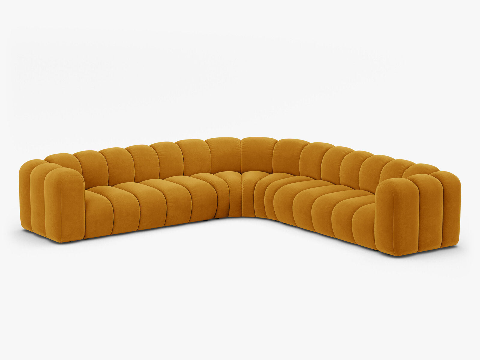 Micadoni symmetrisches Ecksofa Lupine 5-Sitzer  Samt Salvador Gelb